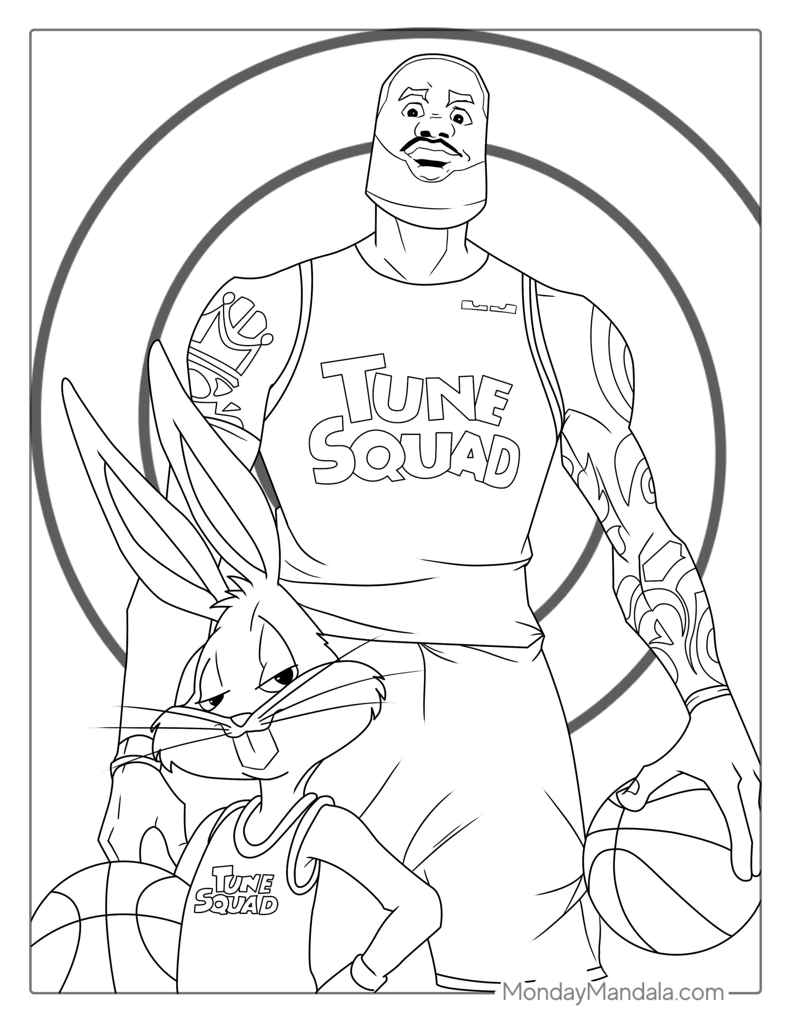 LeBron James Space Jame Bugs Bunny Coloring Pages coloring page