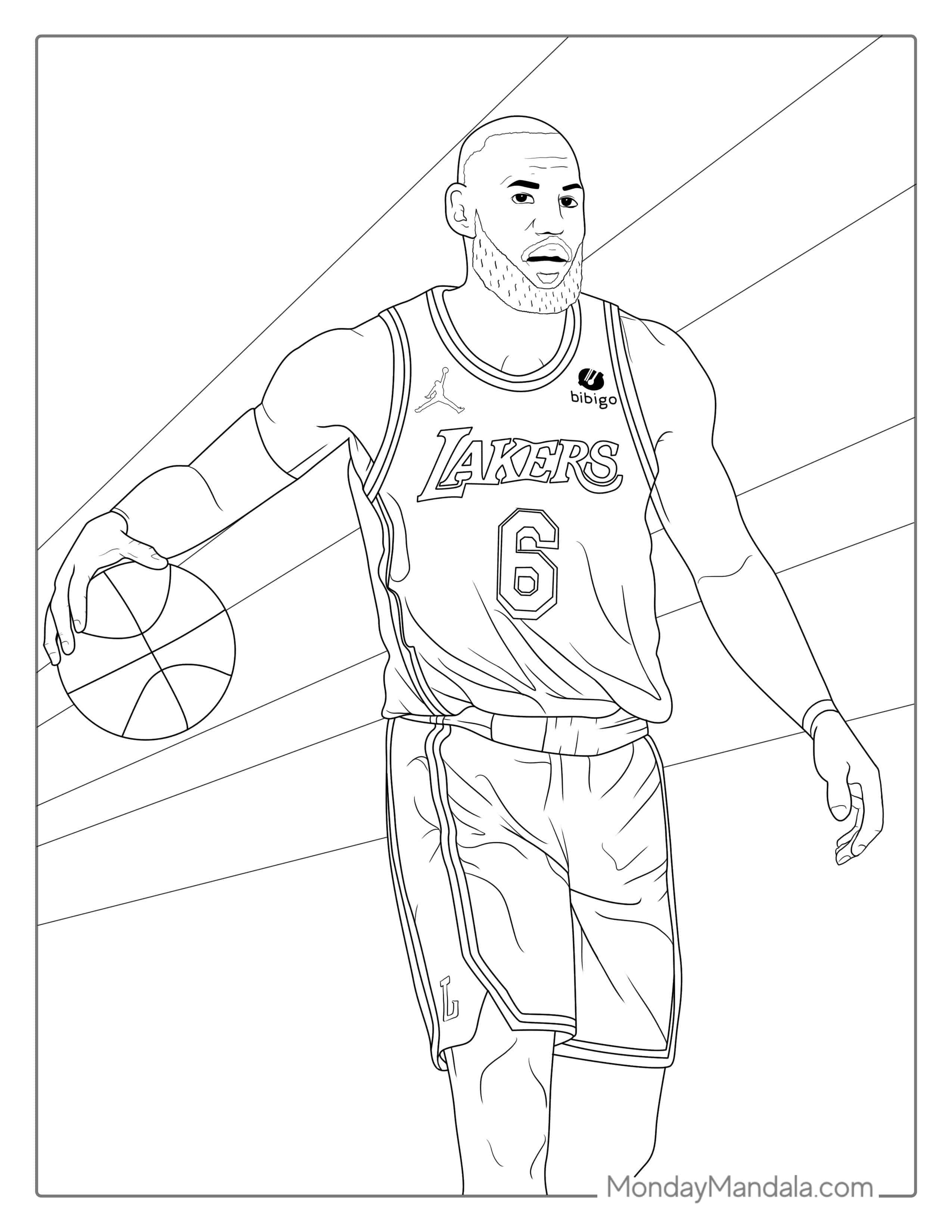 LeBron James With Basketball Coloring Pages coloring page