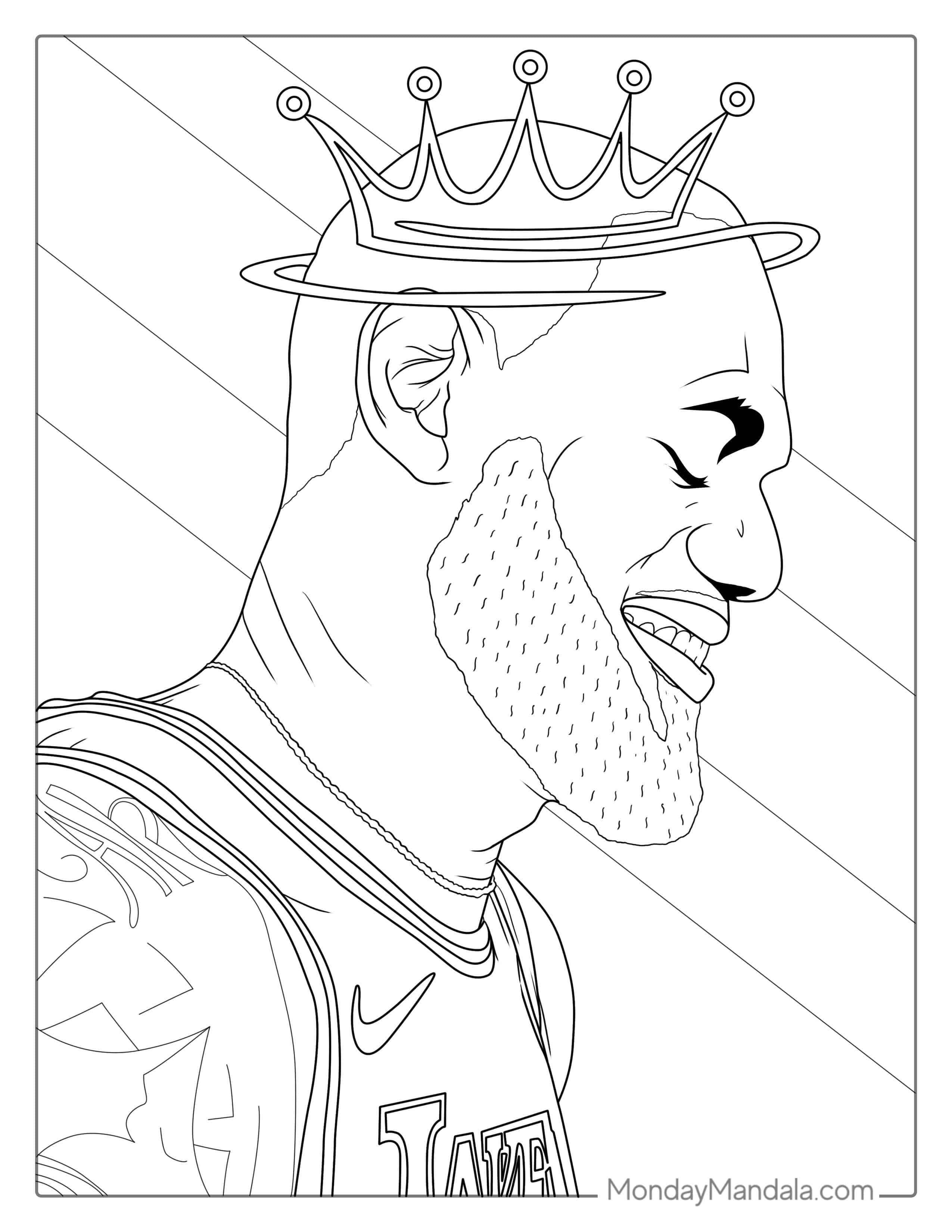Smiling LeBron James King Coloring In coloring page