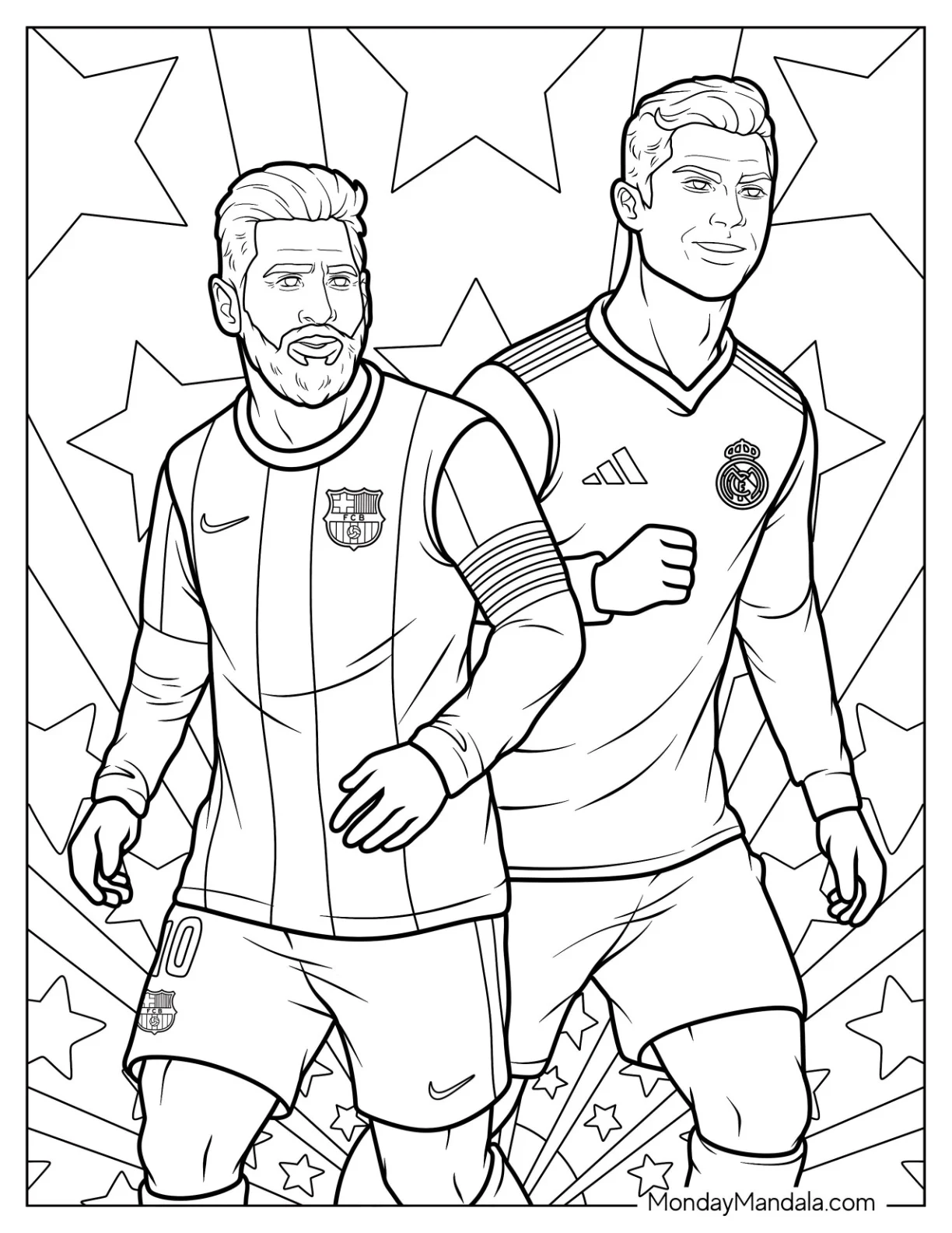 Cristiano Ronaldo and Lionel Lionel Messi Coloring Page coloring page