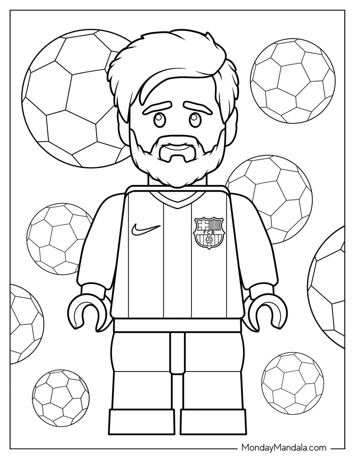 Cute LEGO Footballer Lionel Messi Coloring Page for Kids coloring page