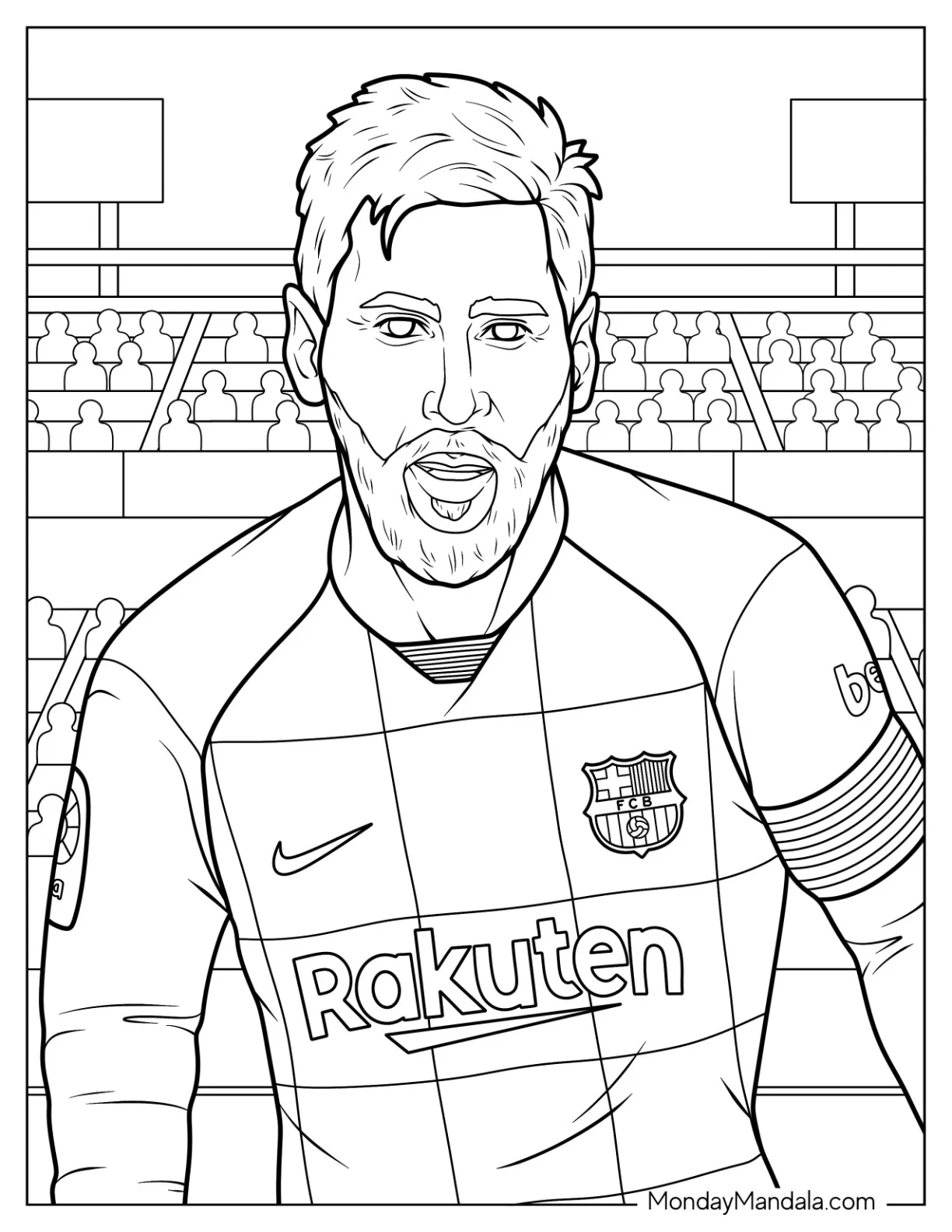 Football Legend Lionel Messi Coloring Page Wearing Barcelona Uniform coloring page