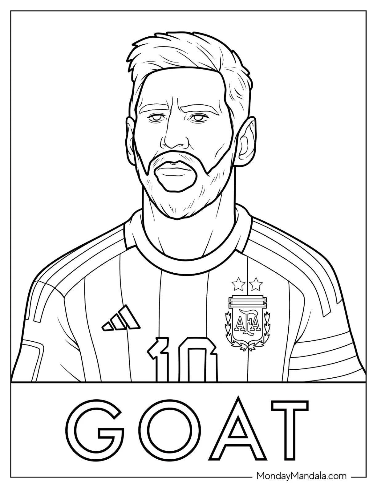 GOAT Lionel Lionel Messi Coloring Page In Argentina Jersey coloring page