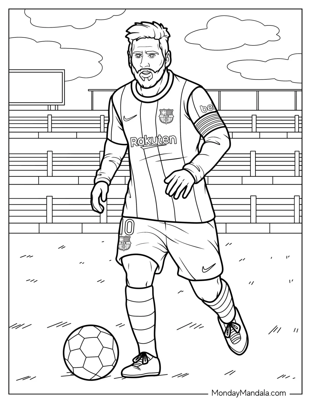 Lionel Lionel Messi Coloring Page Dribbling on the Field coloring page