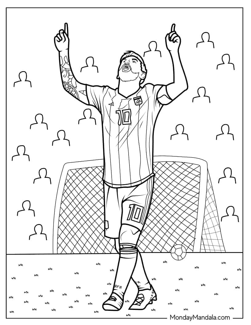 Lionel Messi Celebrating Goal Coloring In coloring page