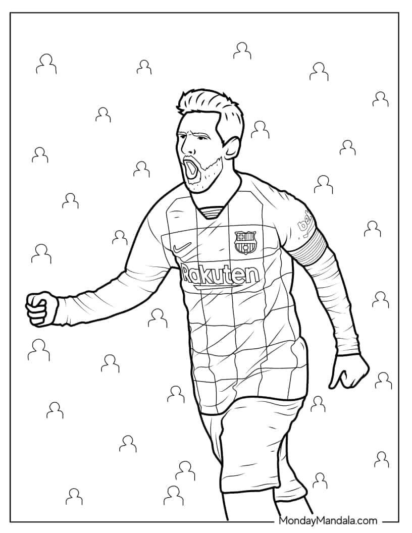 Lionel Messi Fired Up During Game Coloring In coloring page