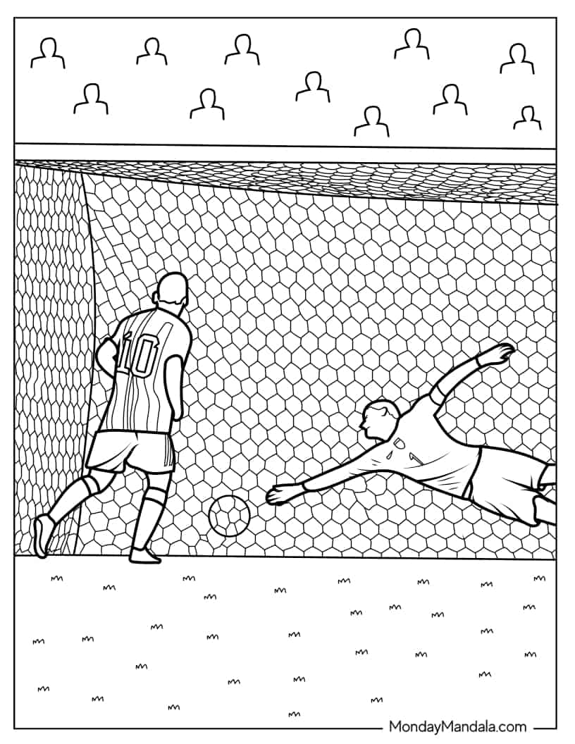 Lionel Messi Scoring Goal Coloring Sheet coloring page
