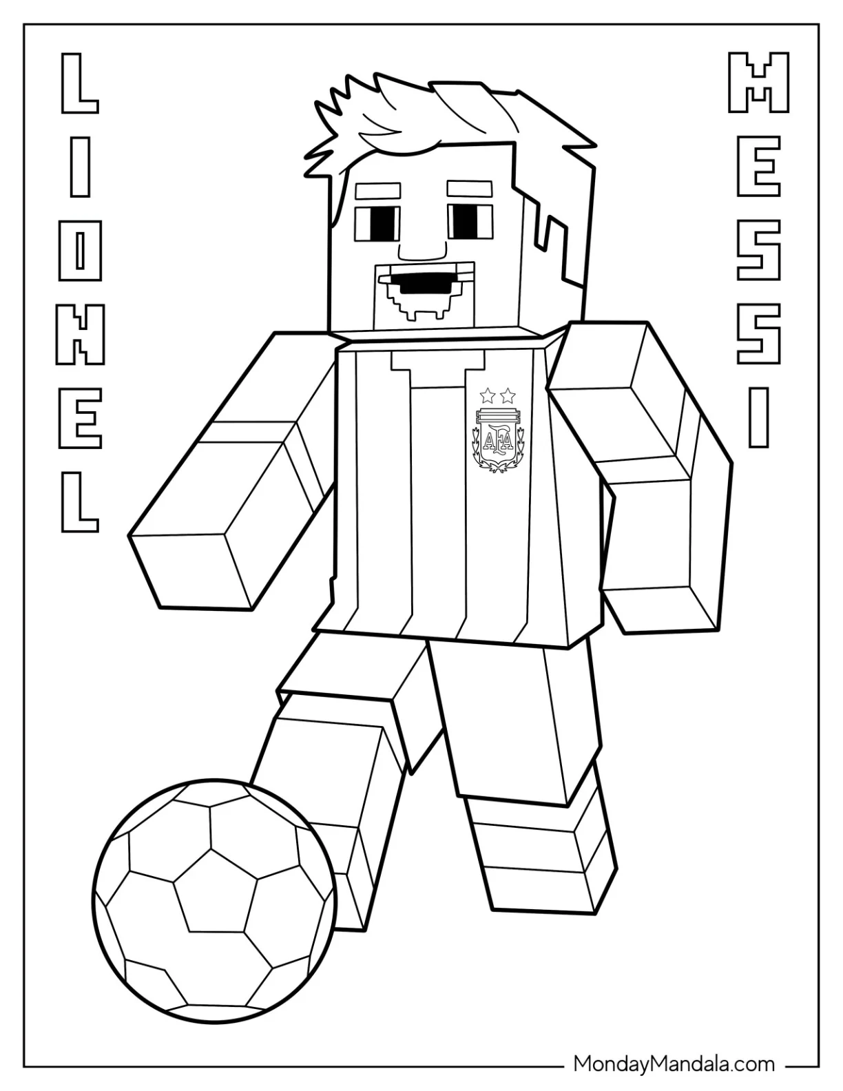 Minecraft Lionel Lionel Messi Coloring Page coloring page