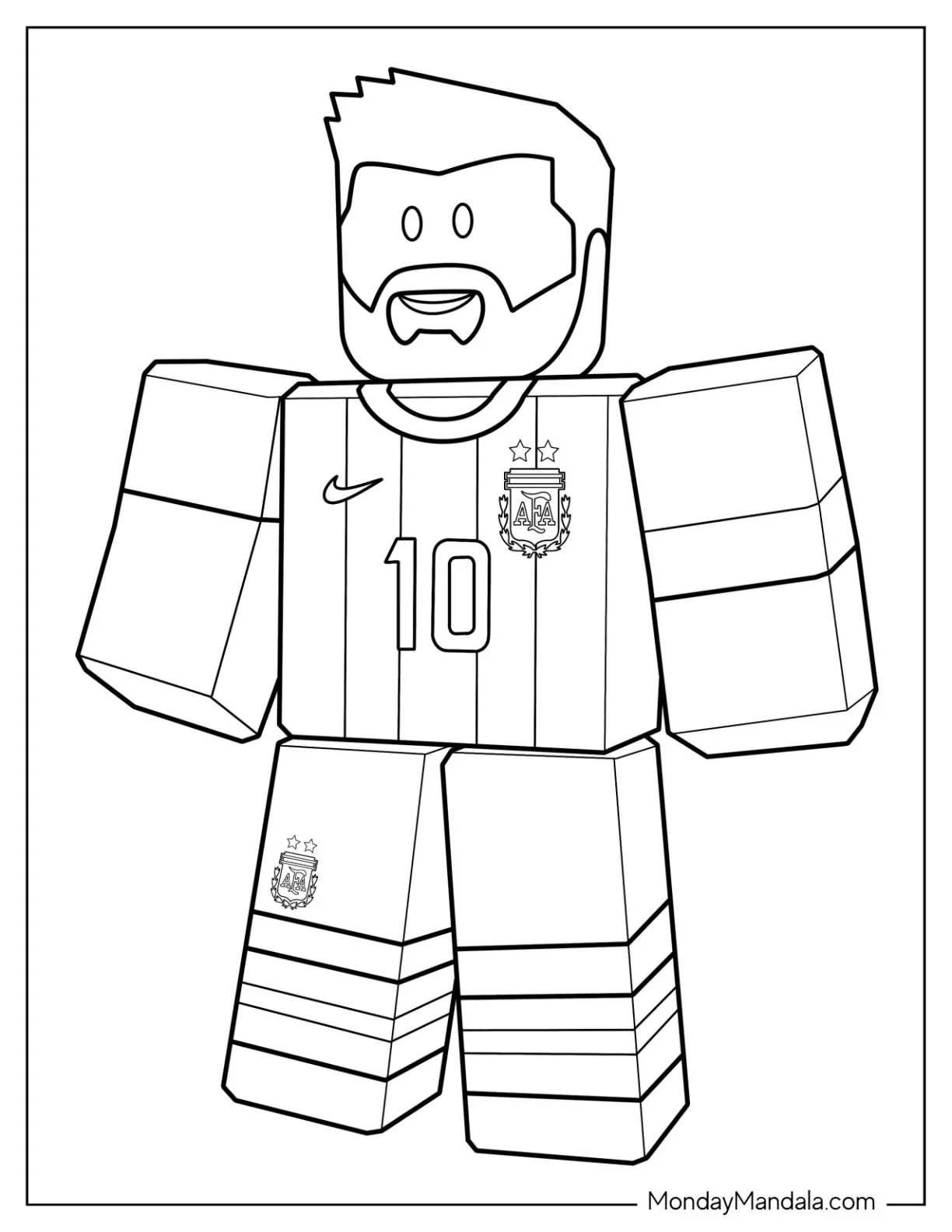 Simple Roblox Lionel Lionel Messi Coloring Page Argentina Jersey For Preschoolers coloring page