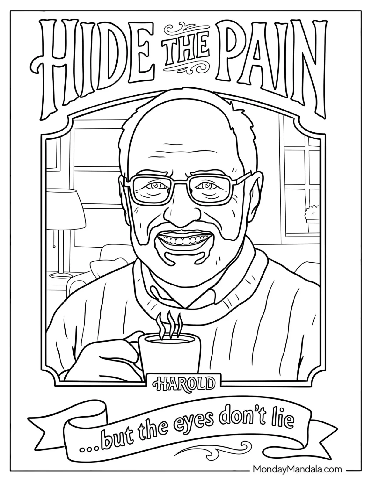 Hide the Pain Guy Meme Coloring Page coloring page