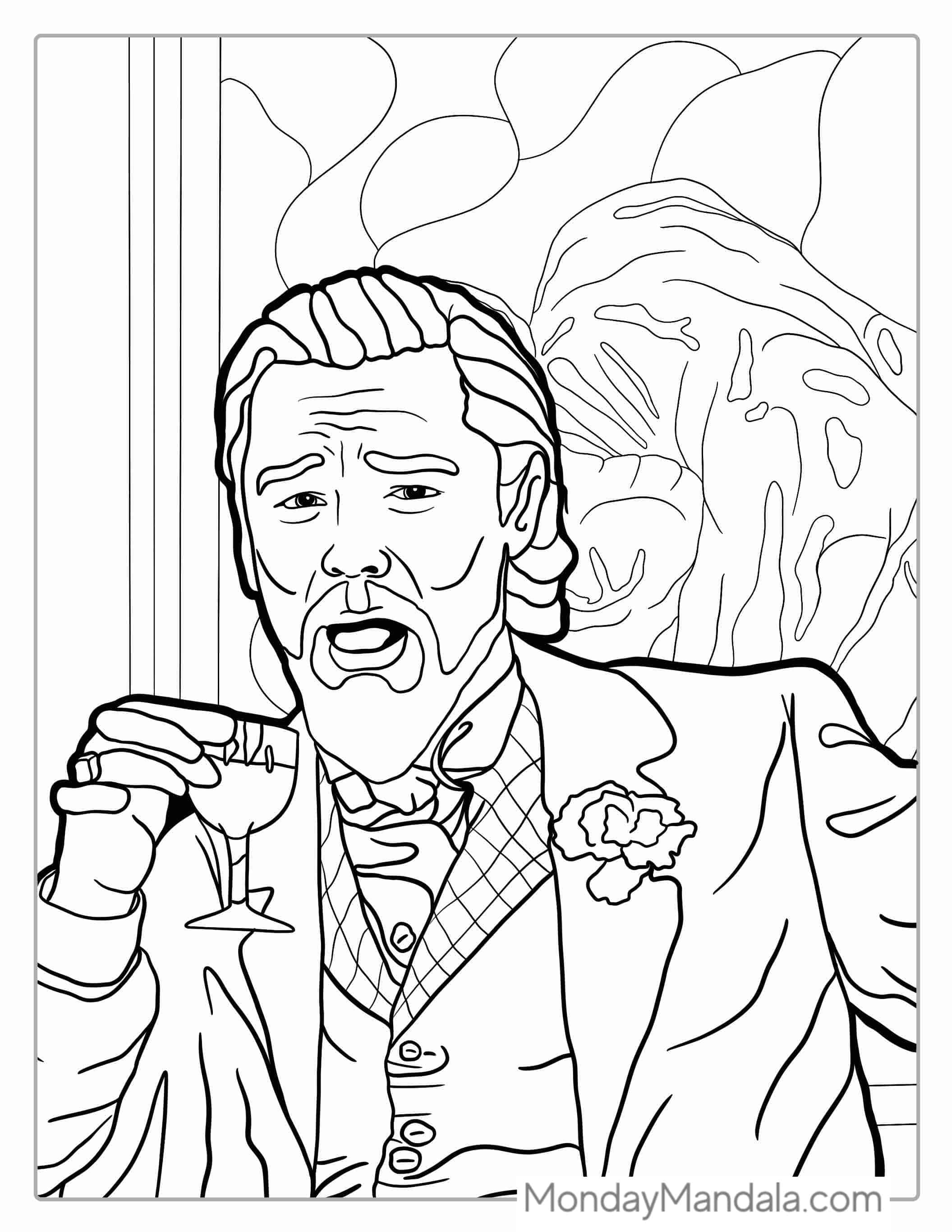 Leonardo DiCaprio Laughing Meme Coloring Sheet coloring page — printable line art