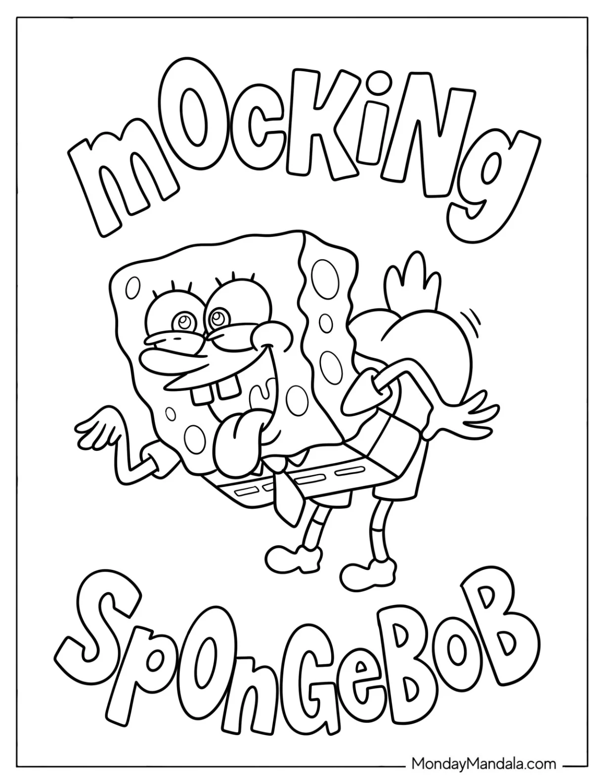 Mocking SpongeBob Meme Coloring Page for Kids coloring page