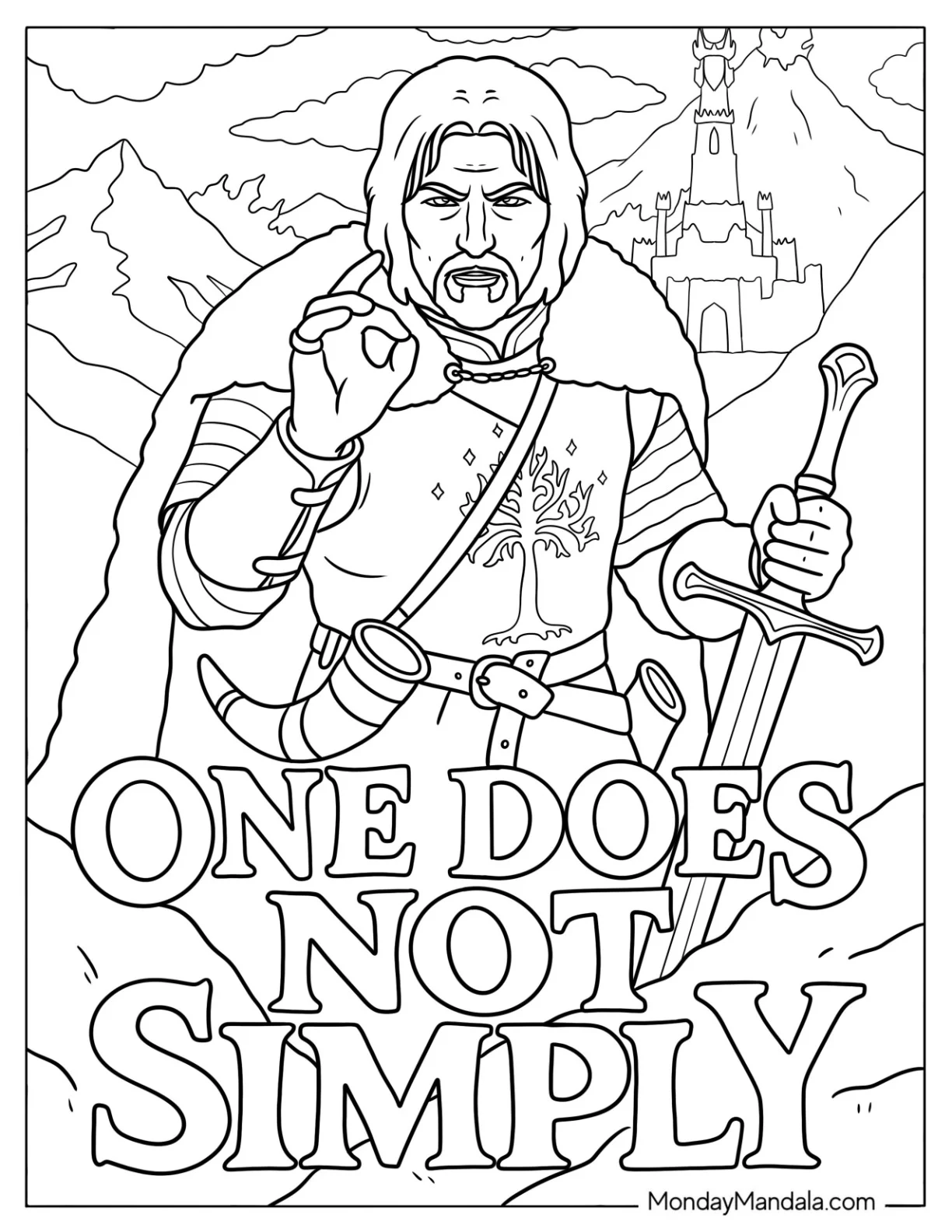 One Does Not Simply Meme Coloring Page coloring page — printable line art