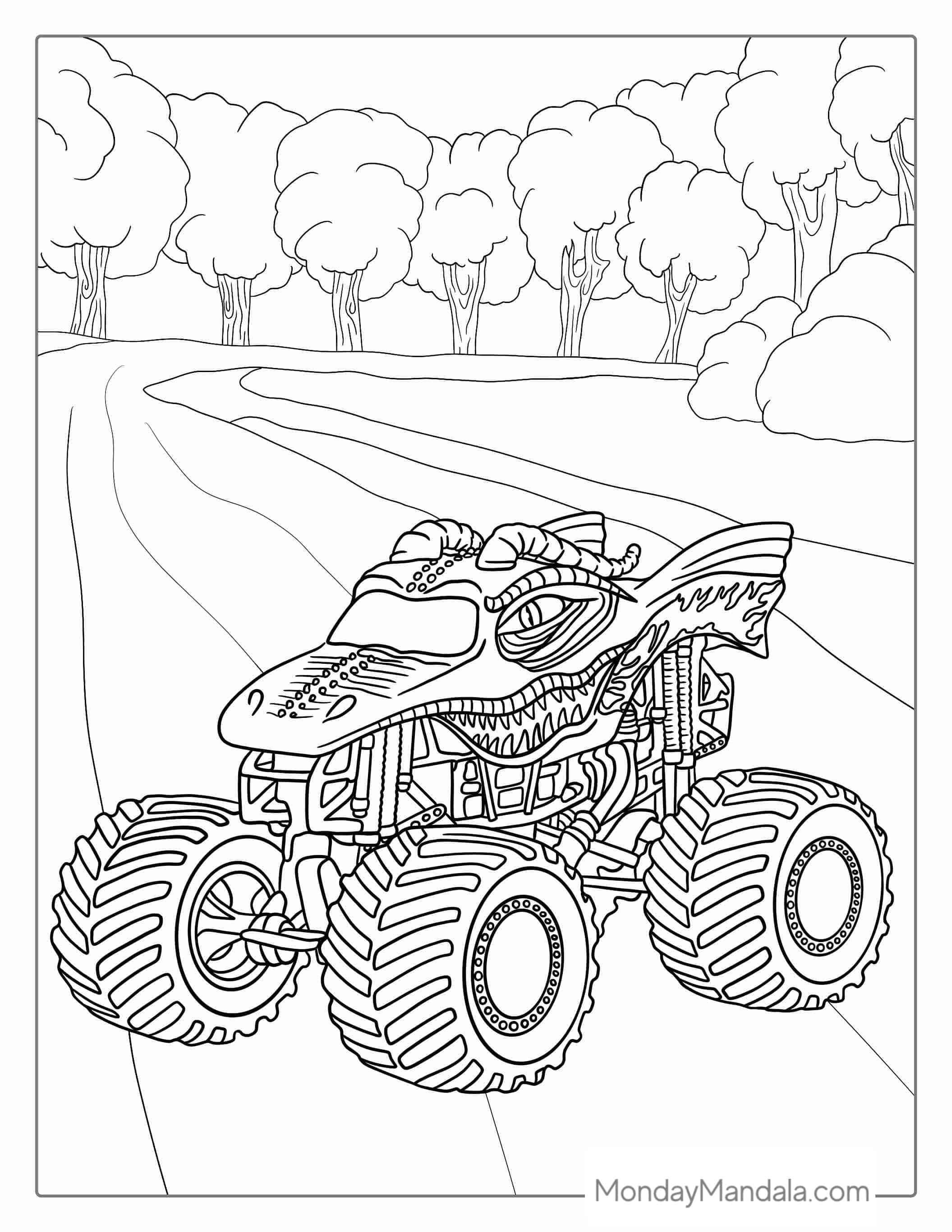 Coloring Page Of Dragon Slayer Monster Truck coloring page