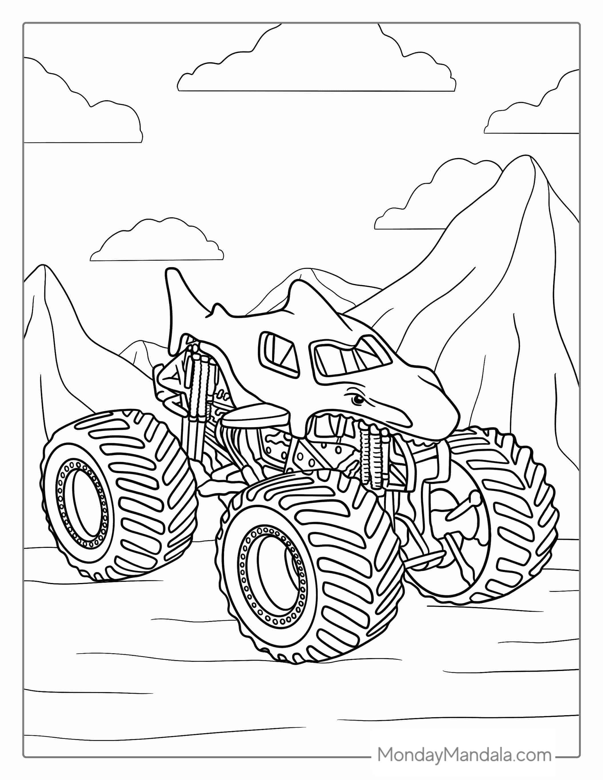 Coloring Page Of Magalodon Monster Truck coloring page