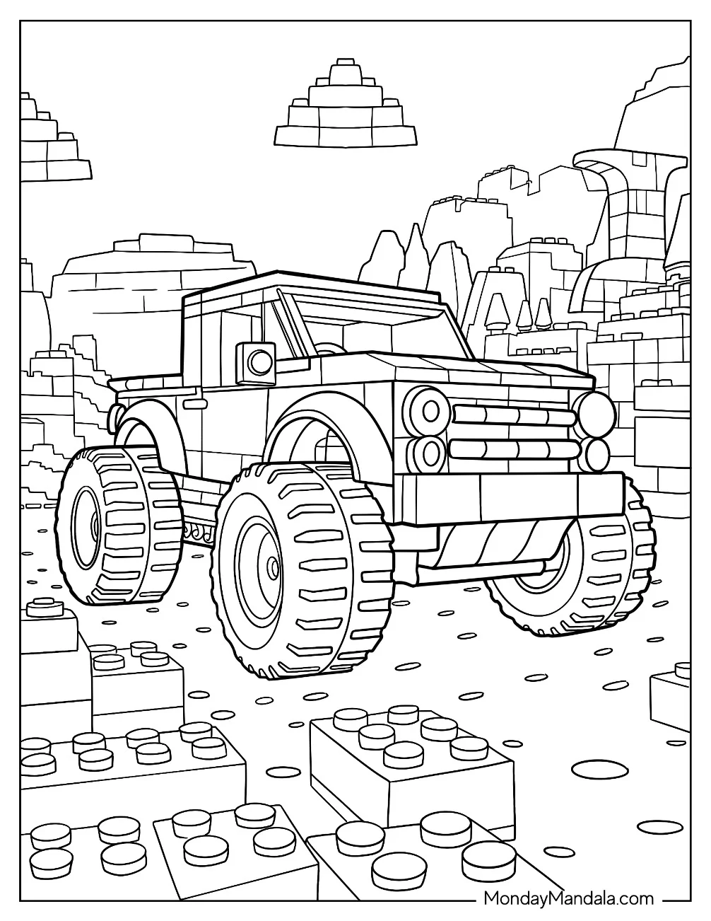 Detailed Lego Monster Truck Coloring Page coloring page