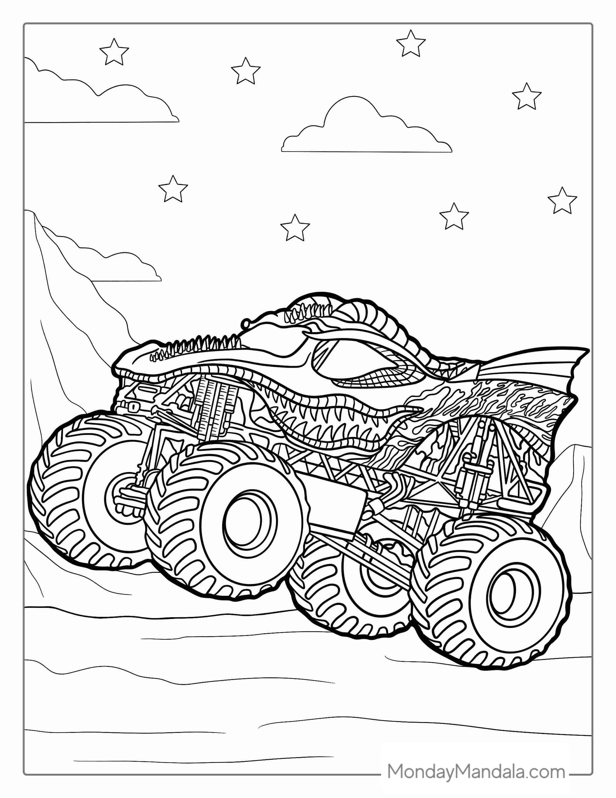 Dragon Slayer Monster Truck Coloring Picture coloring page