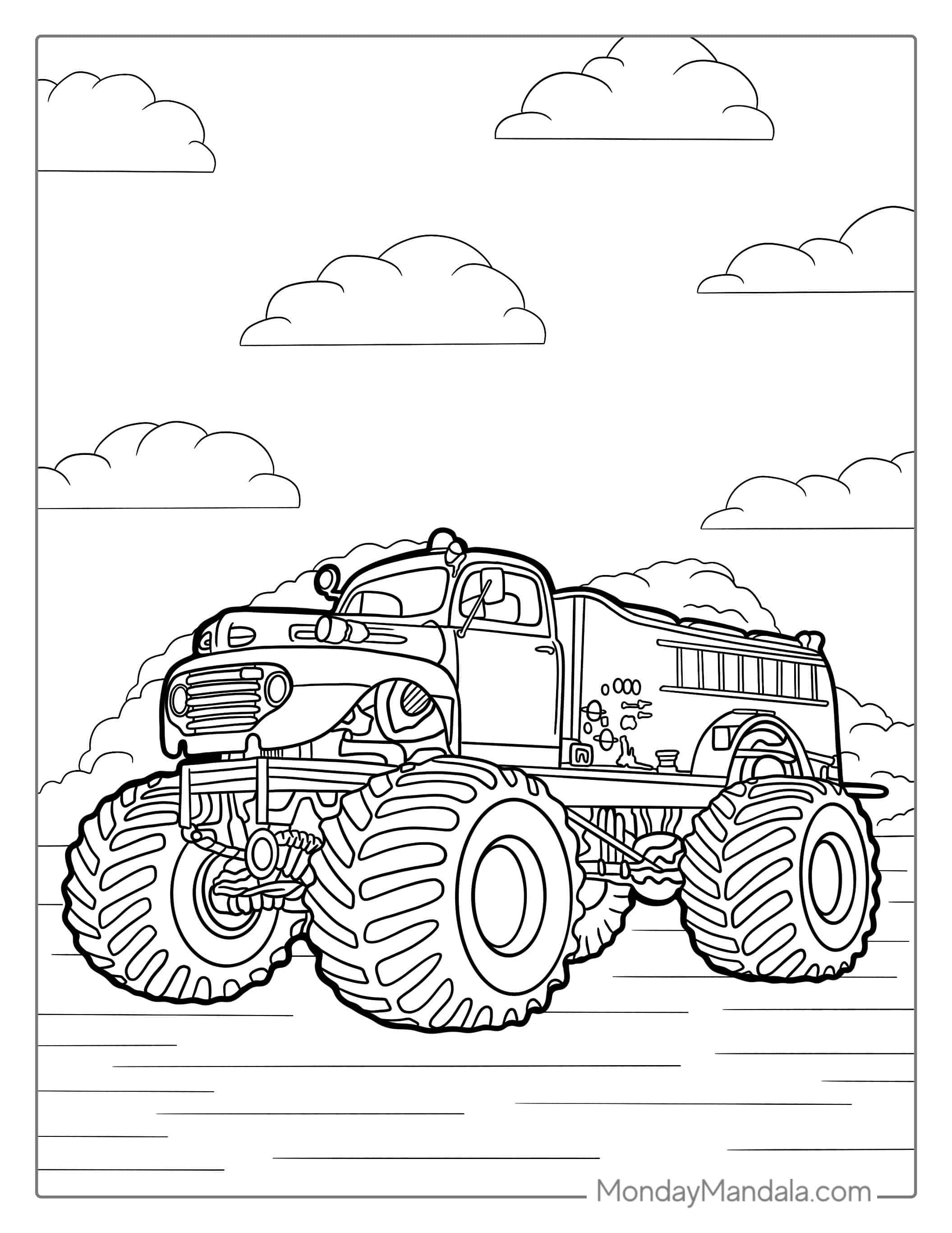Fire Monster Truck Coloring Picture coloring page