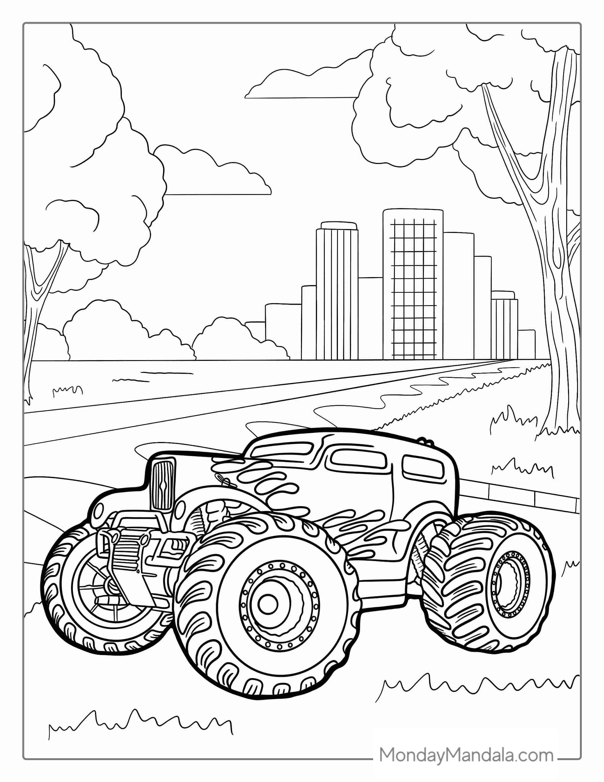 Hot Rod Monster Truck Coloring Page coloring page