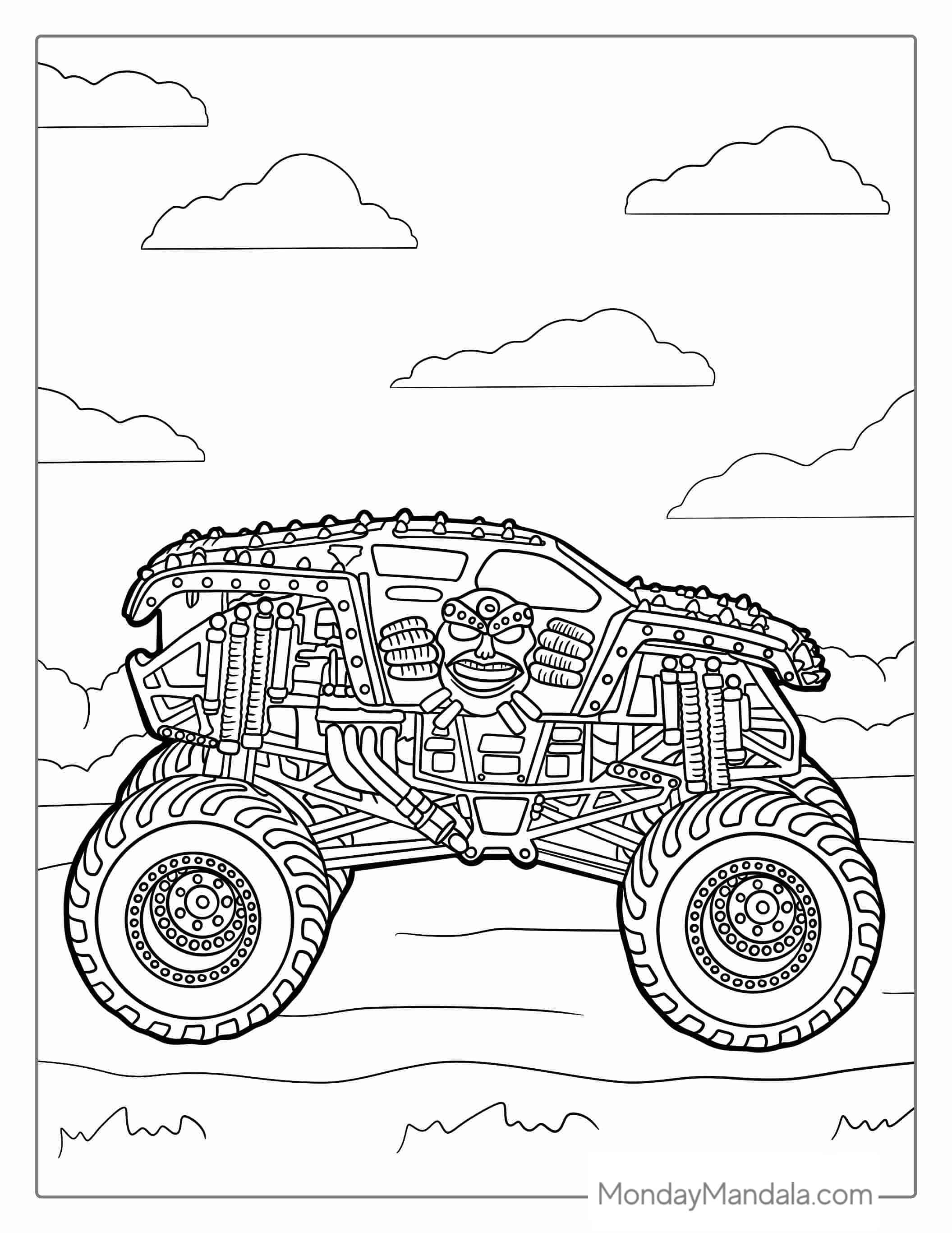 Max-D Monster Truck Coloring Sheet For Kids coloring page