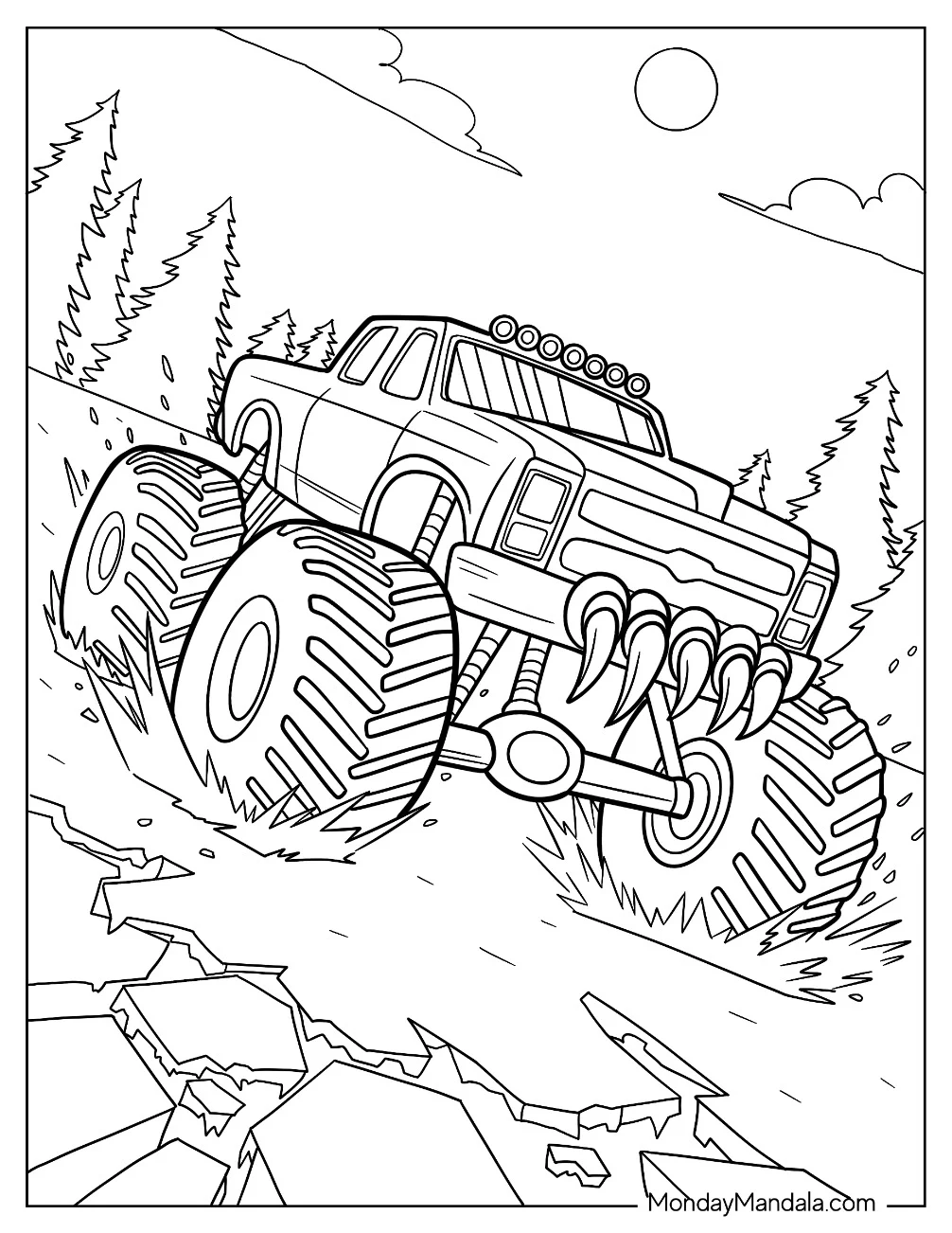 Monster Truck Coloring Page With Claw Design coloring page