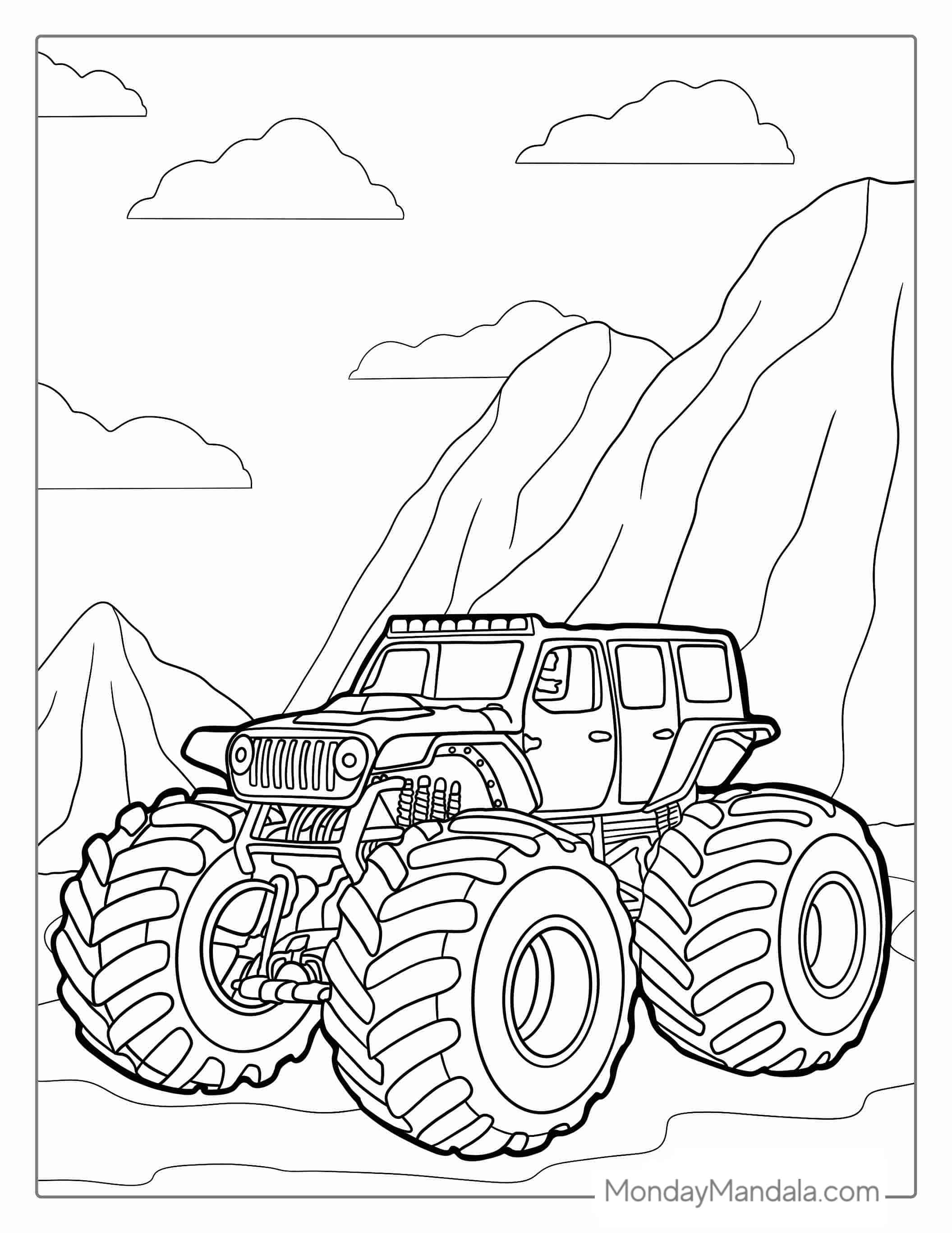 Monster Truck Jeep Coloring Picture coloring page