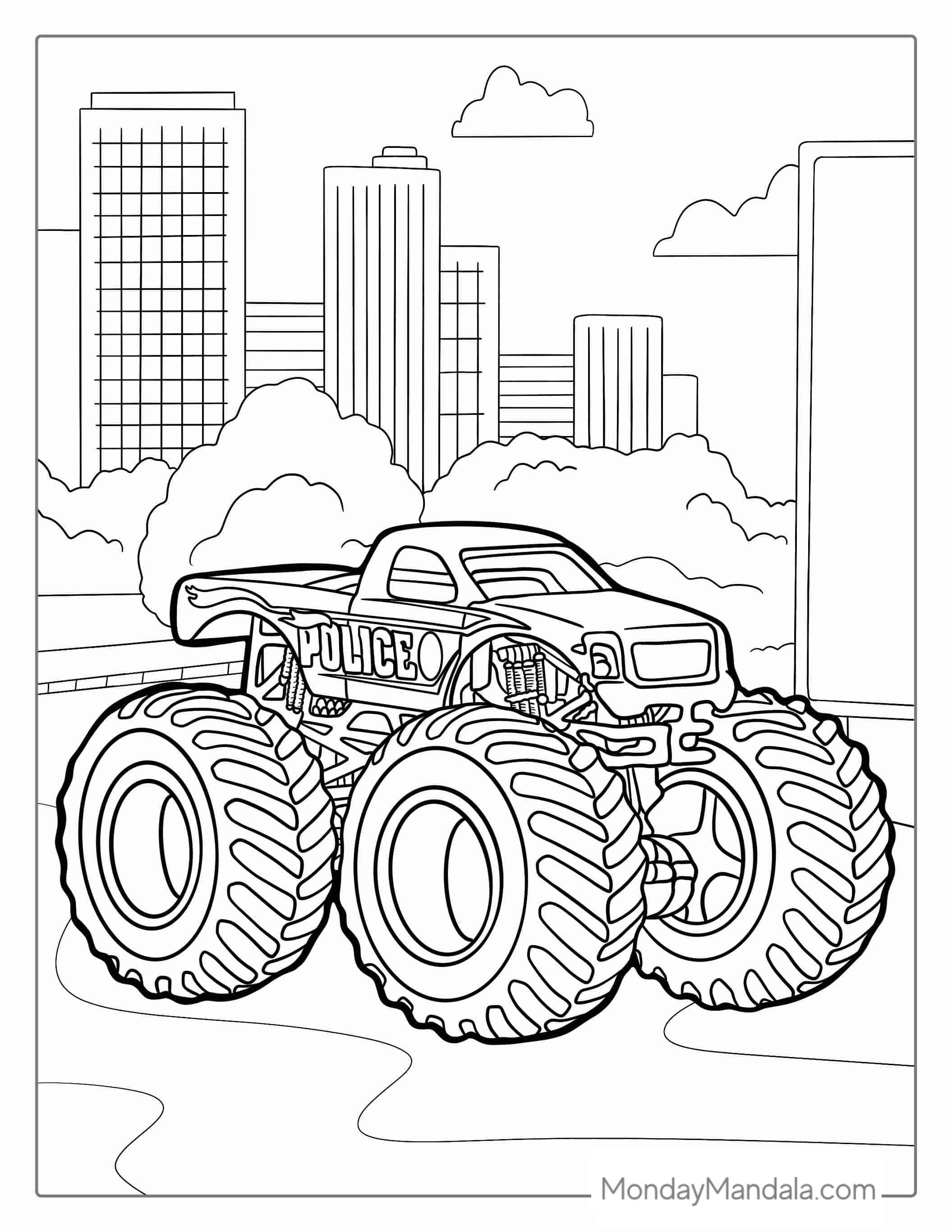 Police Monster Truck Coloring Page coloring page