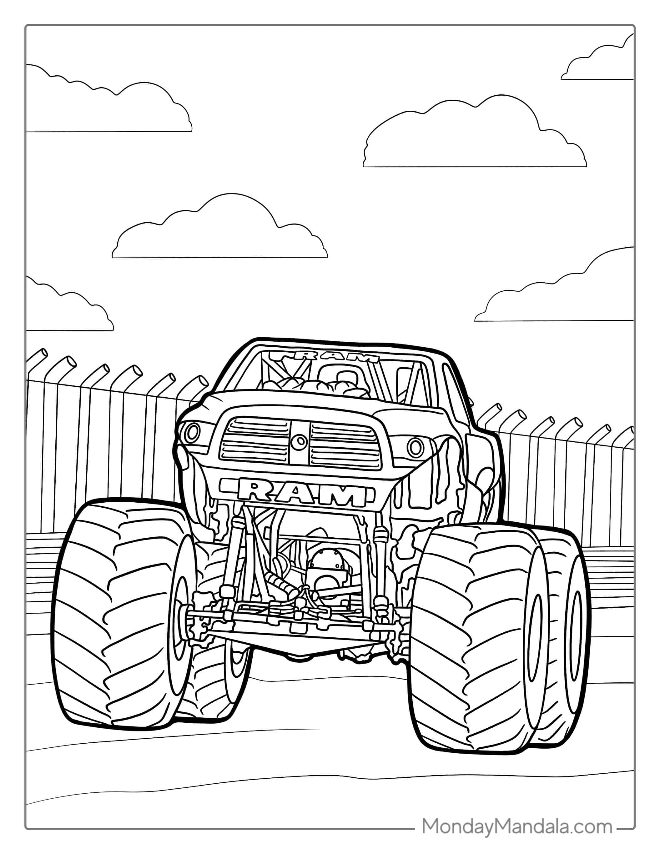 RAM Monster Truck Coloring Page coloring page