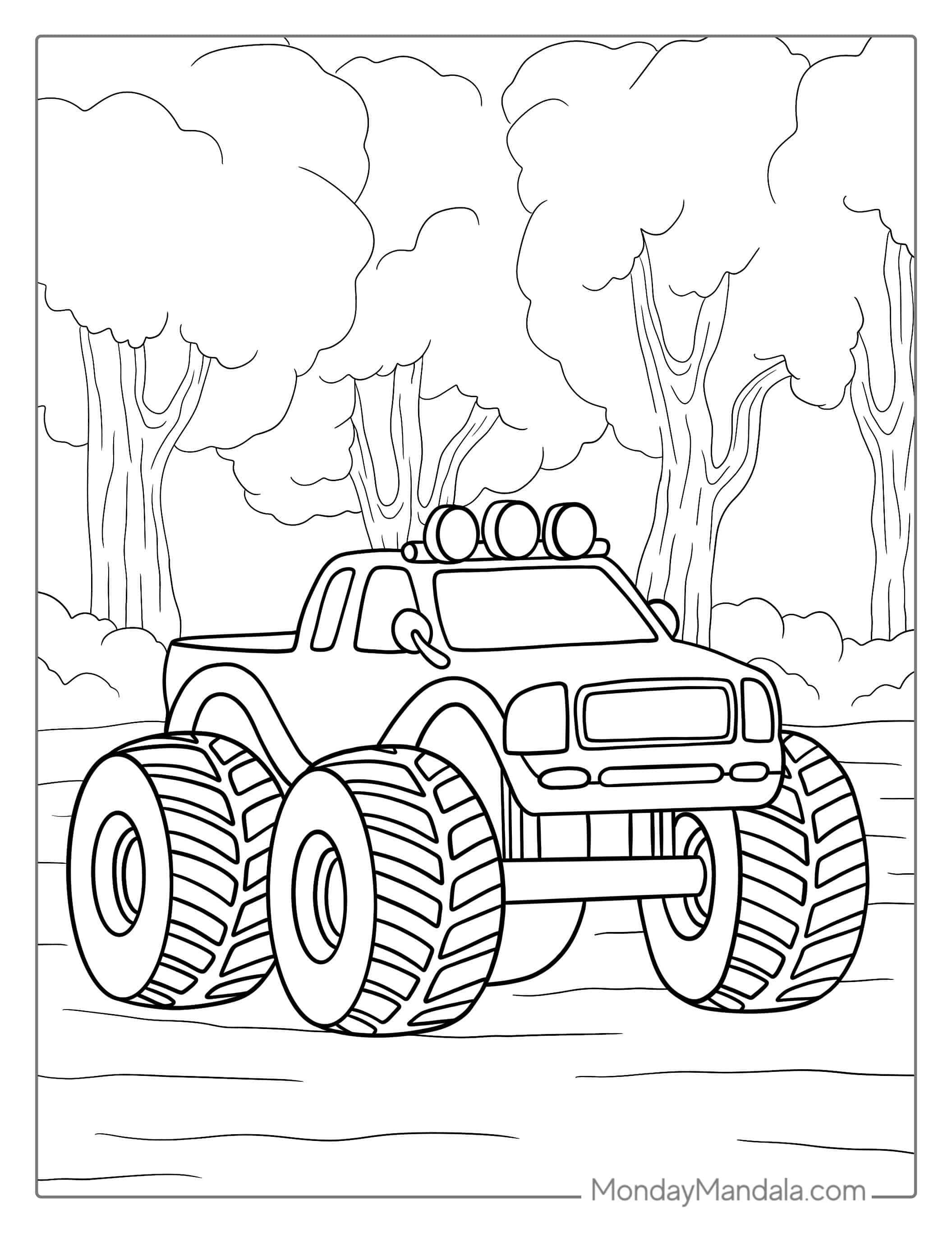 Simple Monster Truck Coloring Page For Kids coloring page