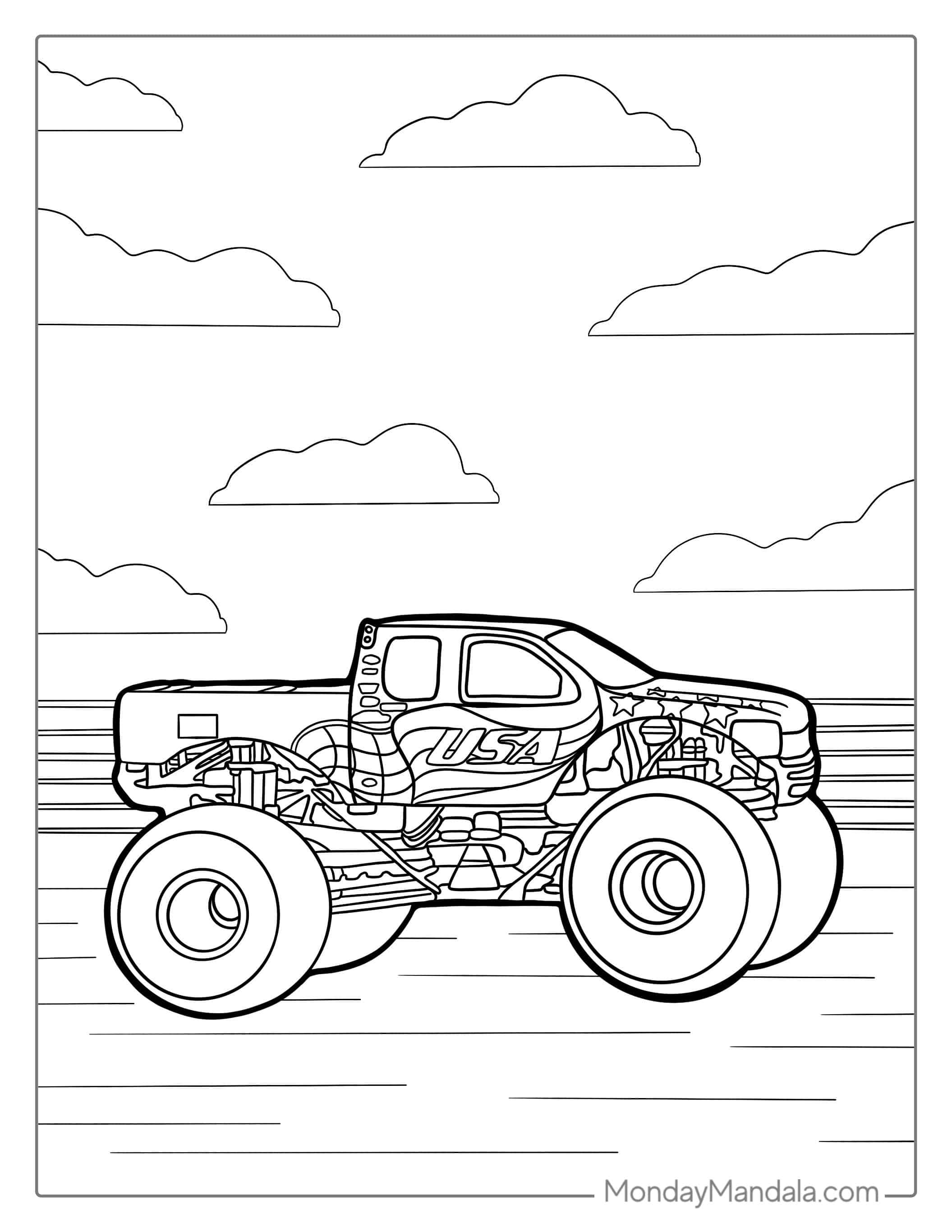 USA Monster Truck Coloring Picture coloring page