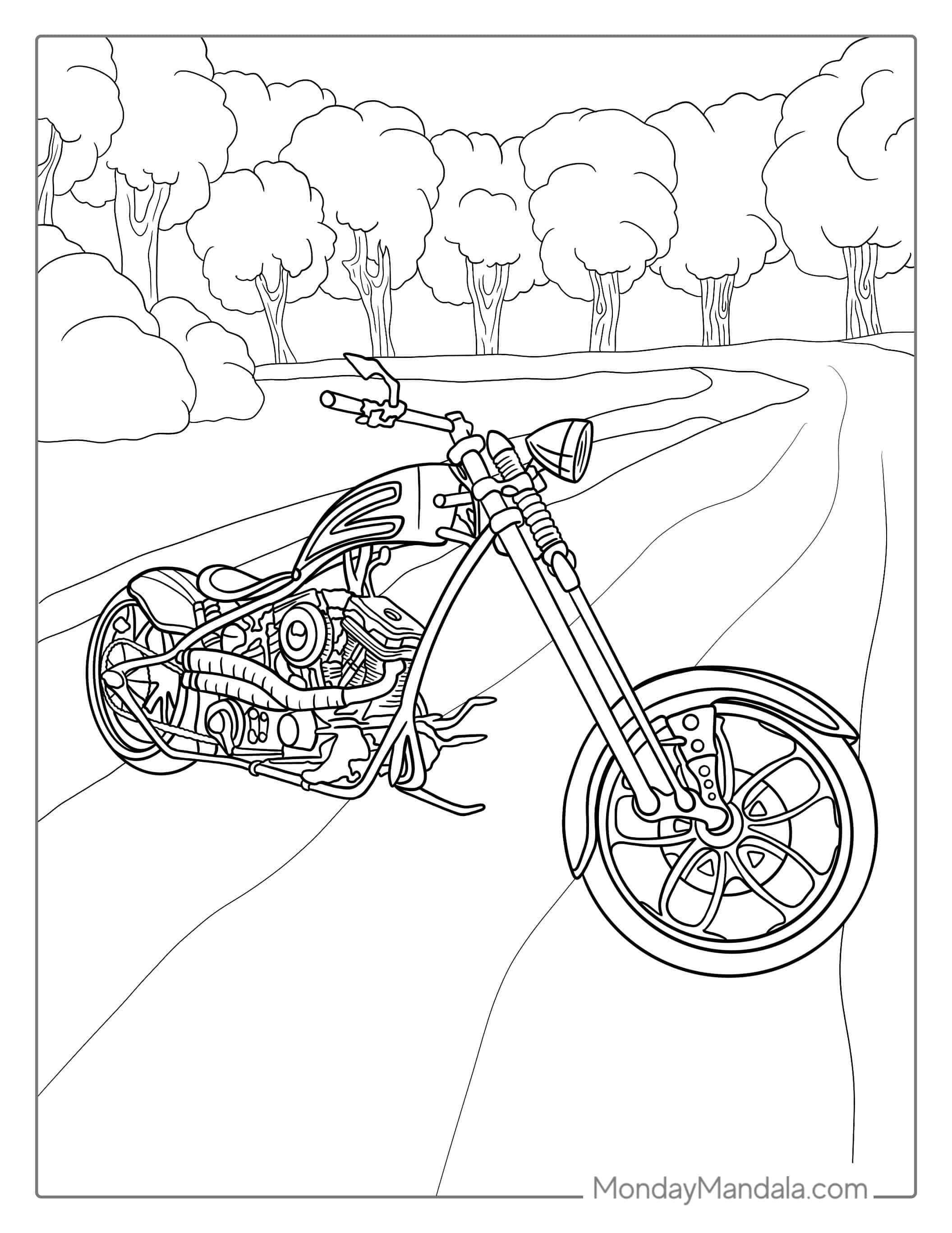 Chopper Motorcycle Coloring Sheet coloring page