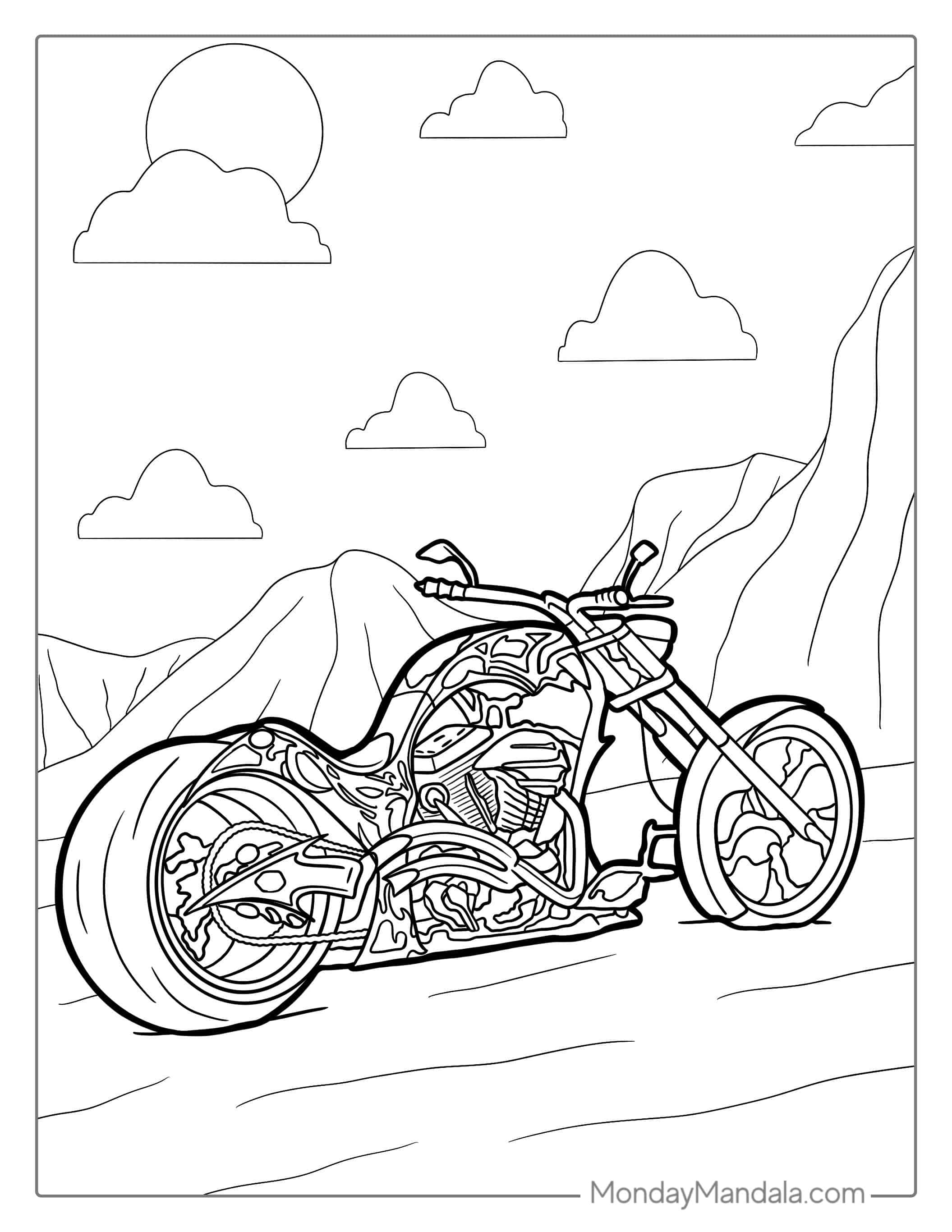 Coloring Page Of Chopper Motorcycle coloring page