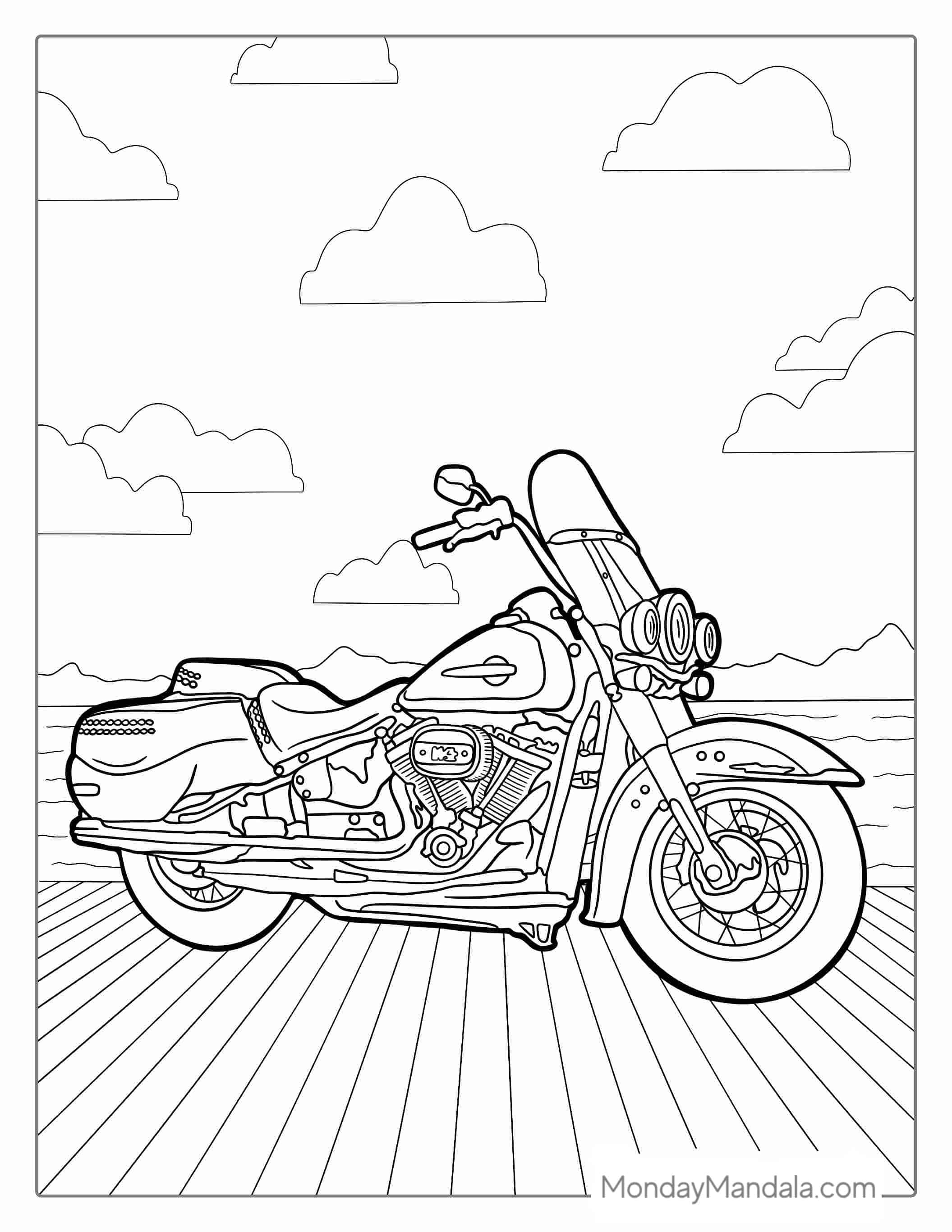Cruiser Harley Davidson Coloring Page coloring page