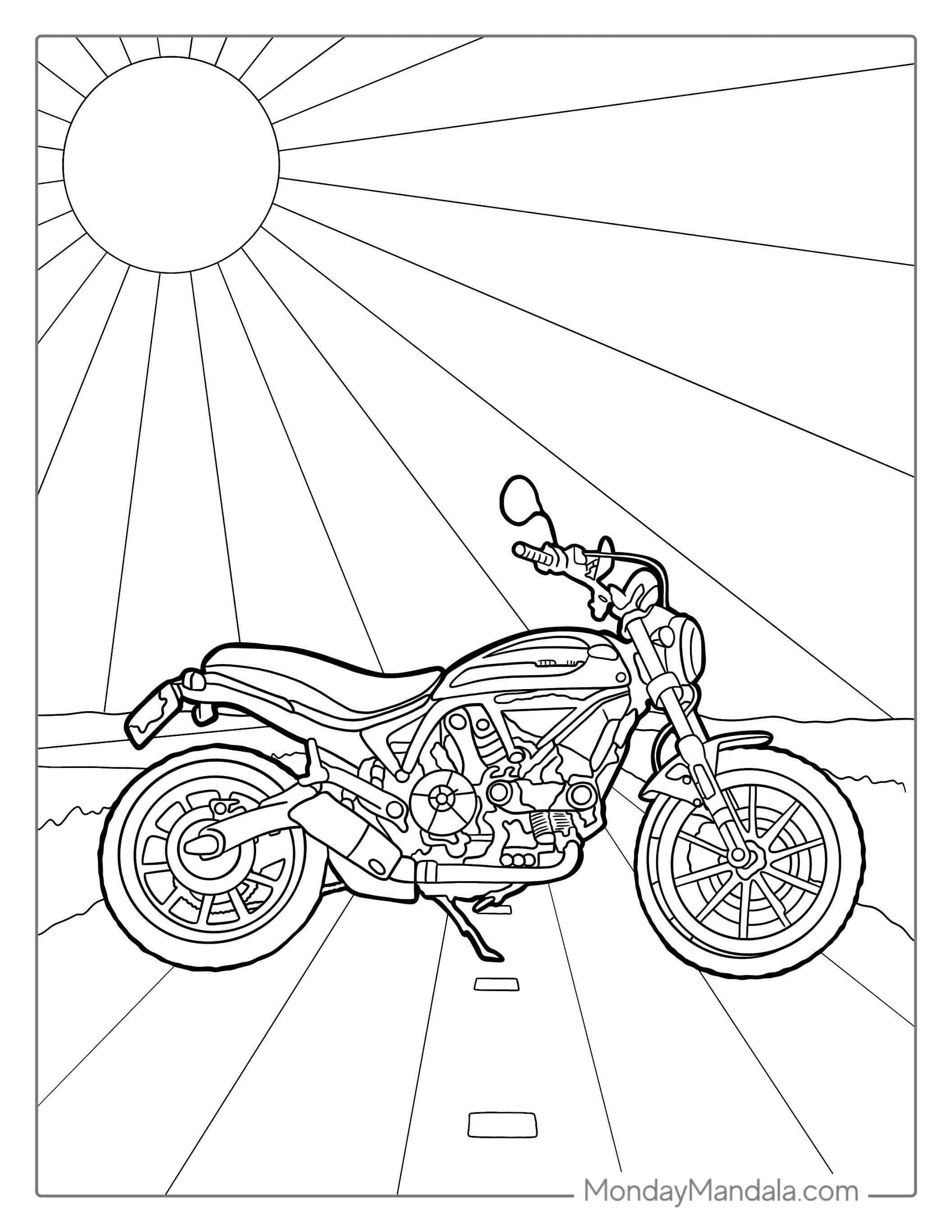 Harley Davidson Cruiser Motorcycle coloring page