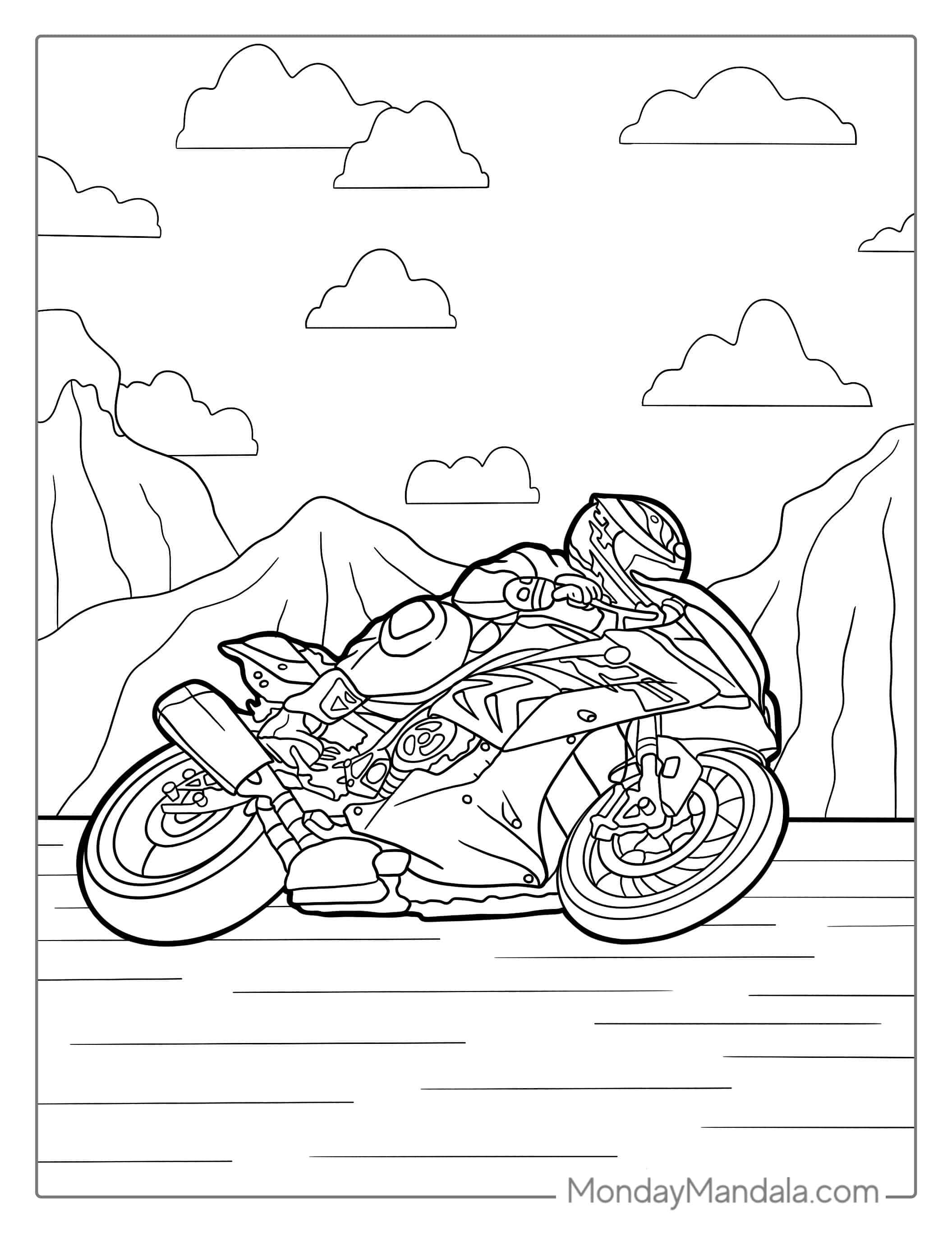 Motorcycle Racing Coloring Page coloring page