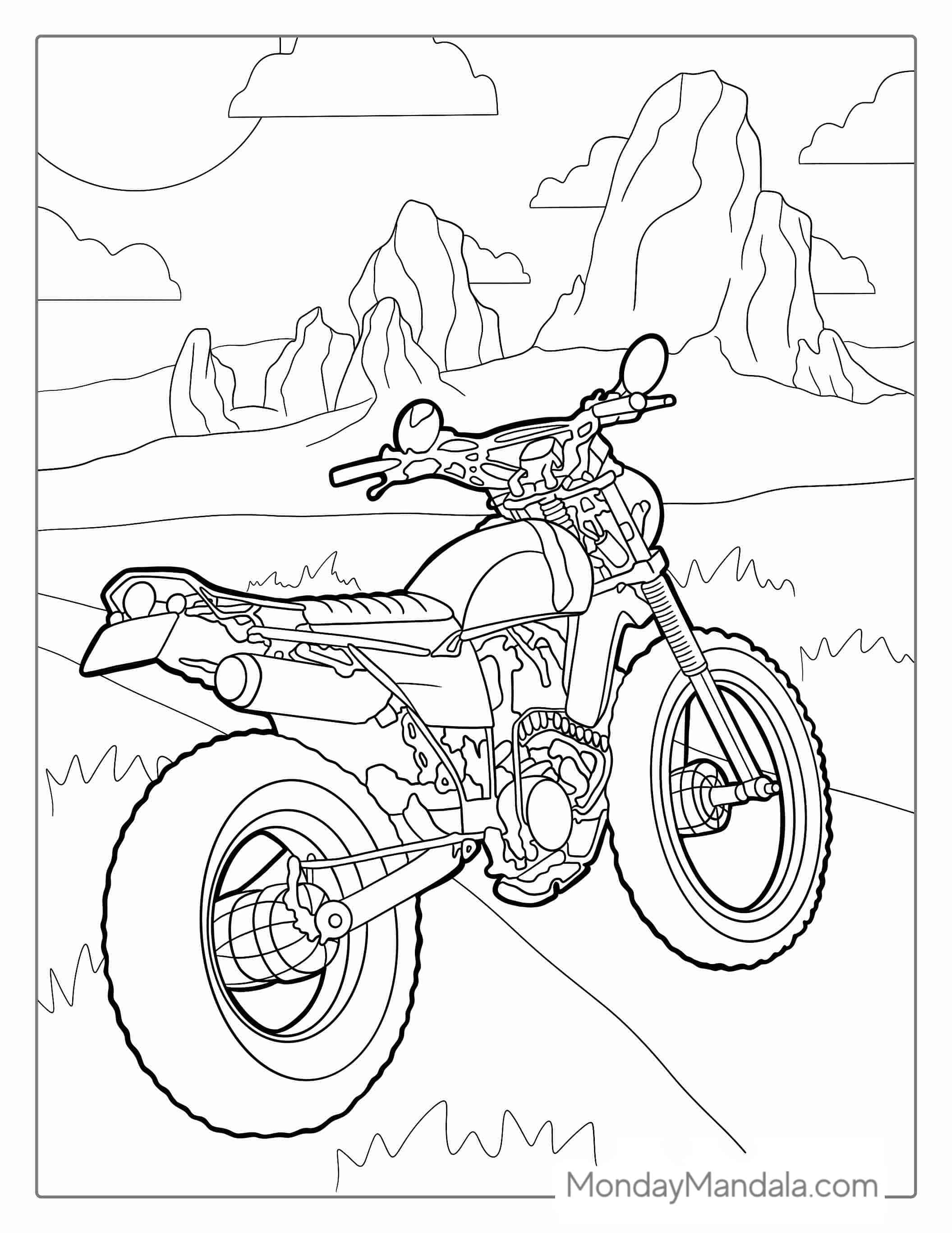 Off Road Honda Motorcycle Coloring Sheet coloring page