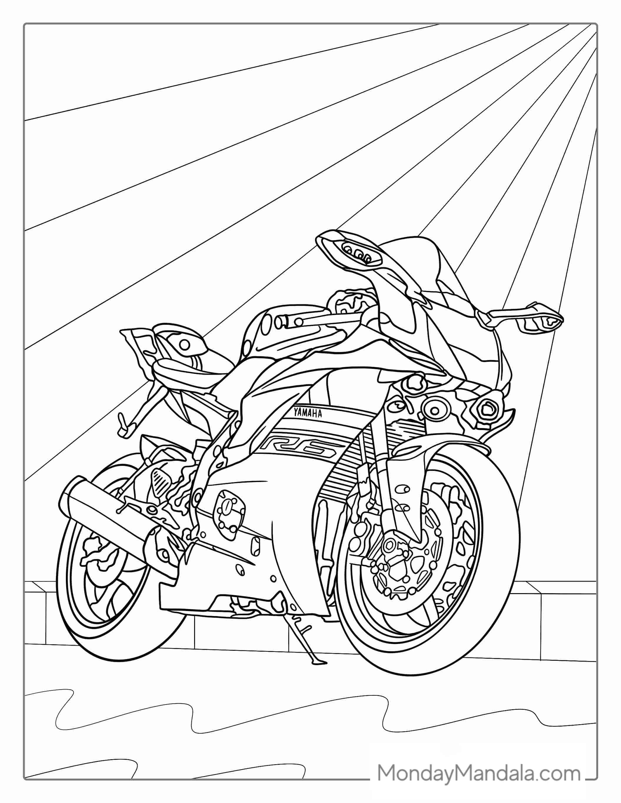 Yamaha Motorcycle To Color For Kids coloring page