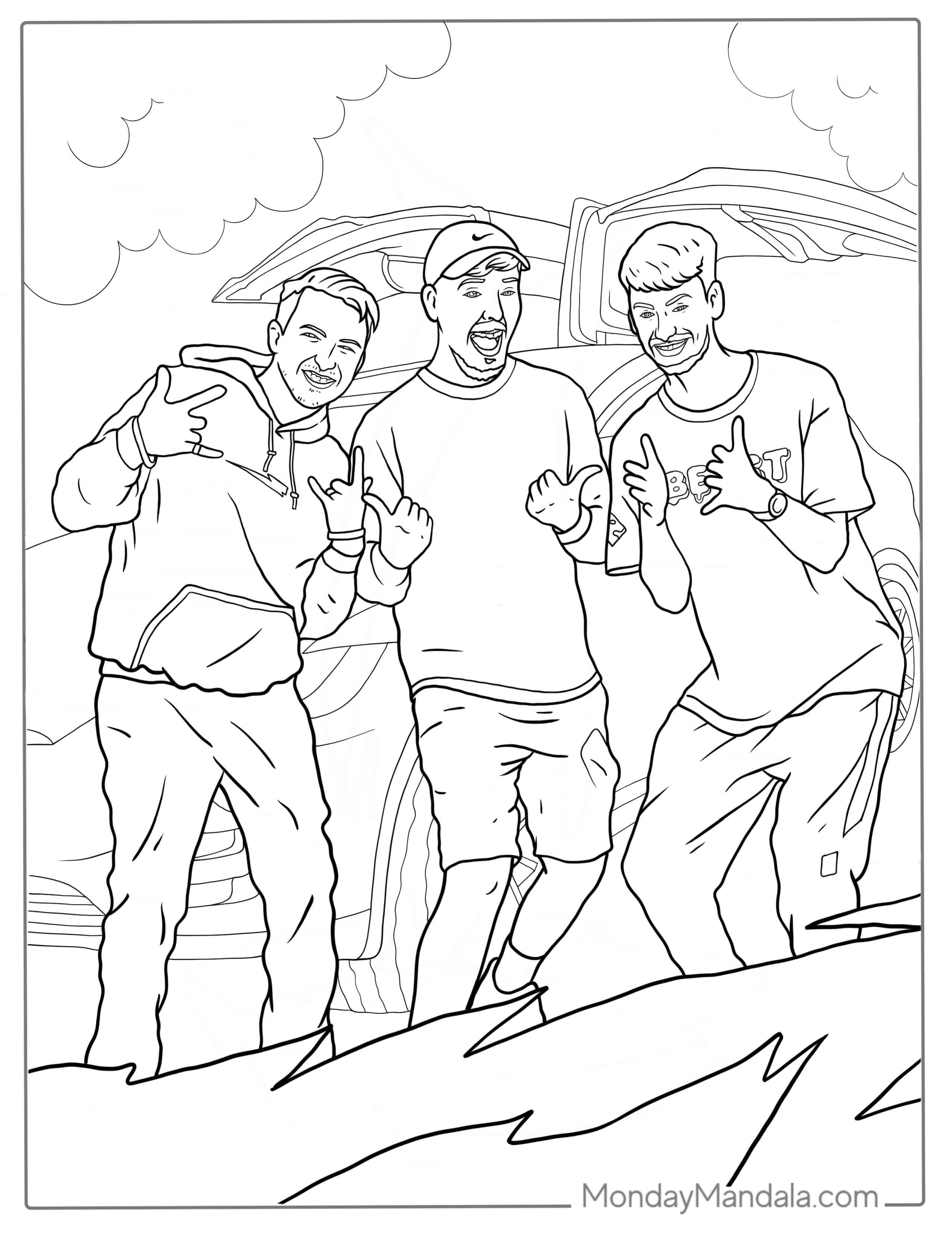Mr Beast With Friends Coloring Page coloring page — printable line art