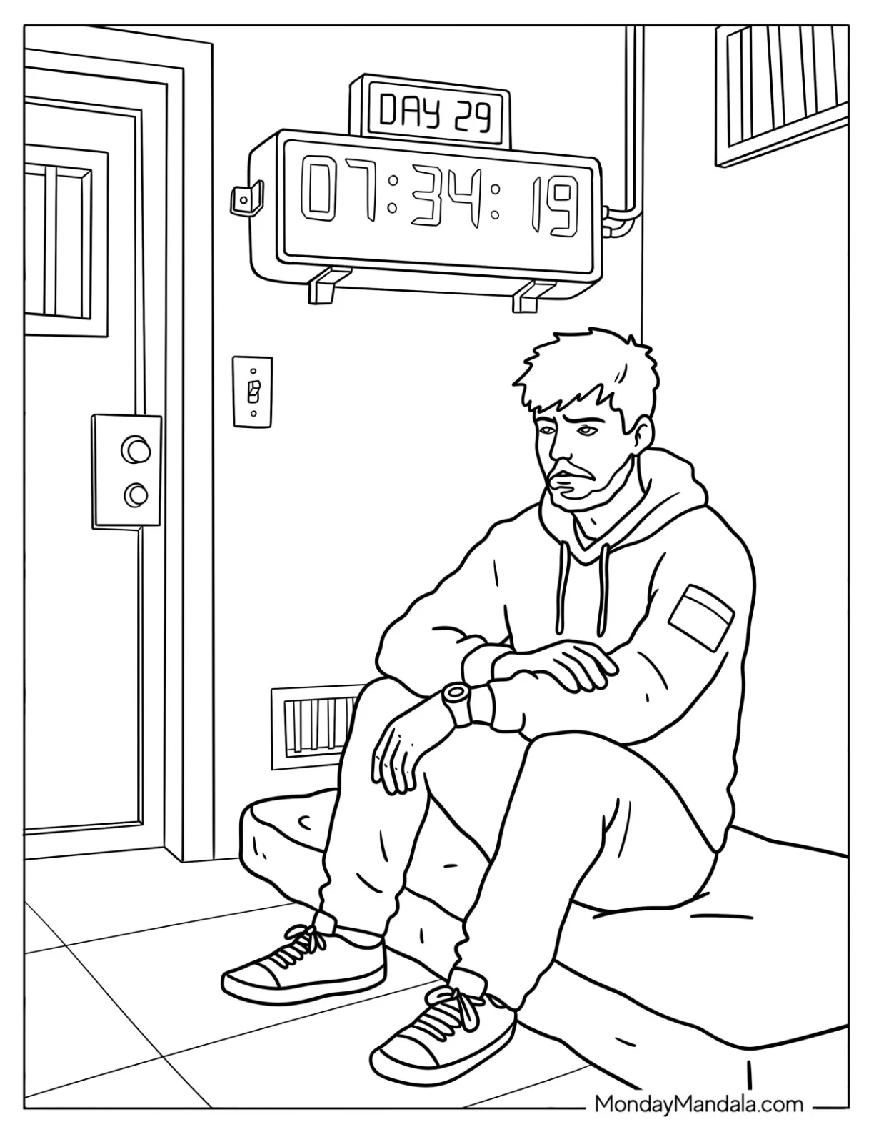 MrBeast Waiting Through a Timed Challenge coloring page