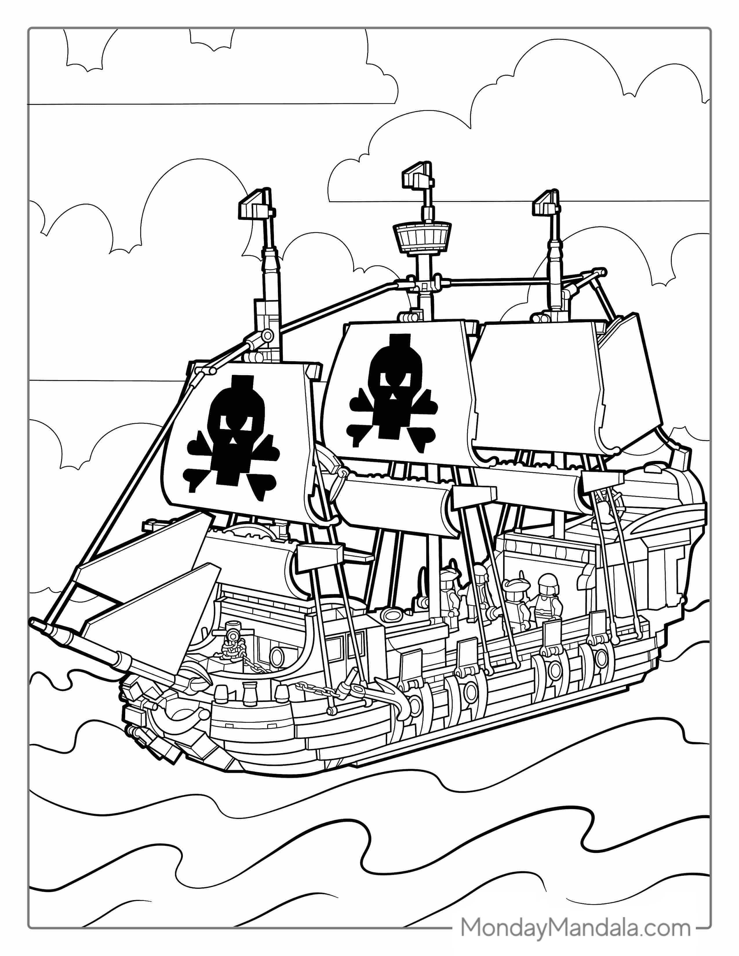 Lego Pirate Ship Coloring Page For Kids coloring page