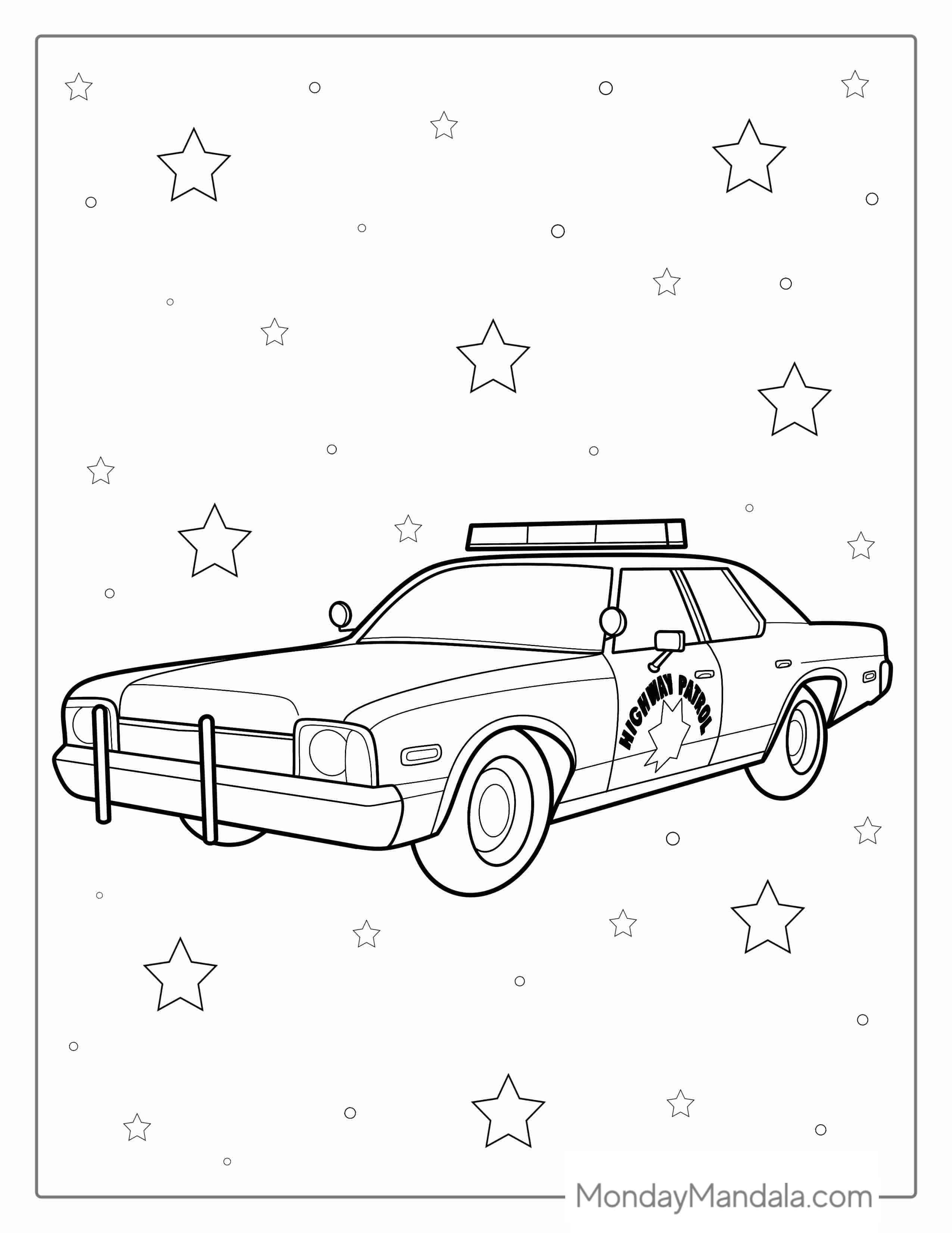 1980s Style Patrol Car To Color coloring page