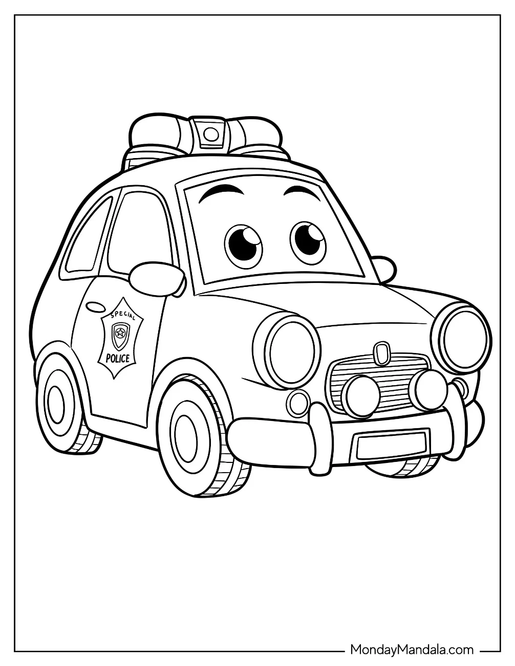 Anime Police Car Coloring Page For Preschoolers coloring page — printable line art