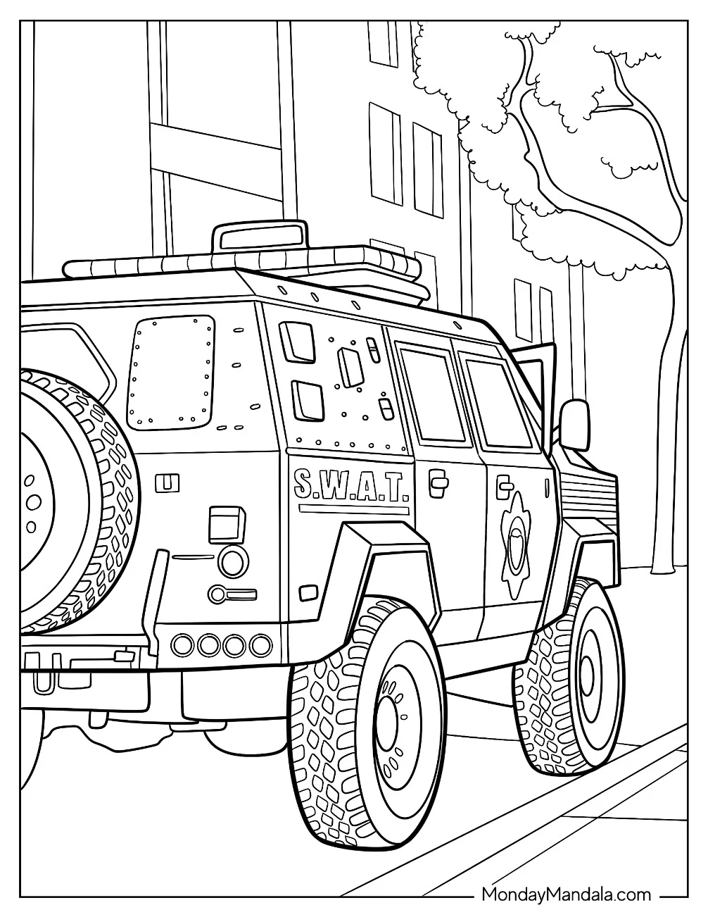Armored Swat Police Car Coloring Page coloring page