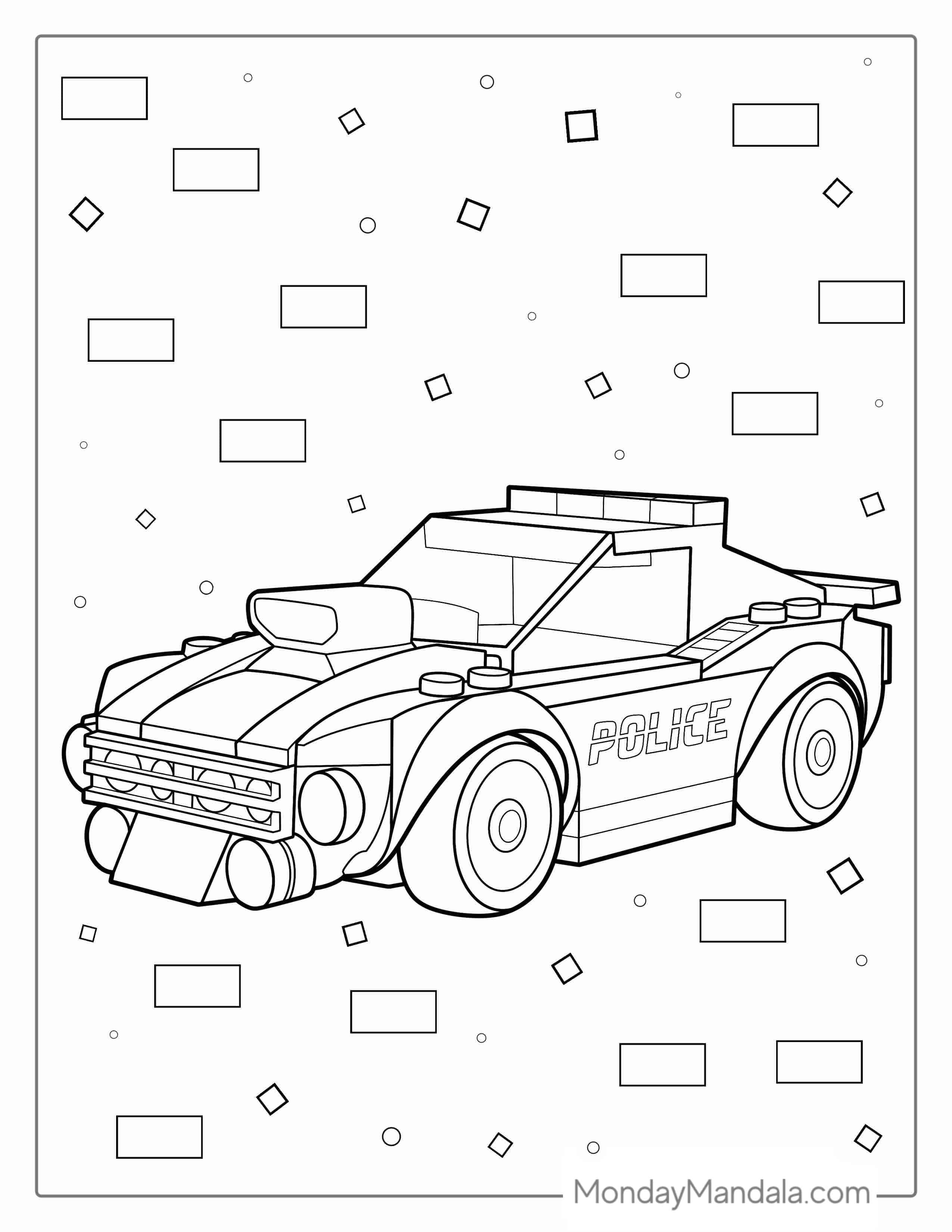 Lego Police Car Coloring Page coloring page