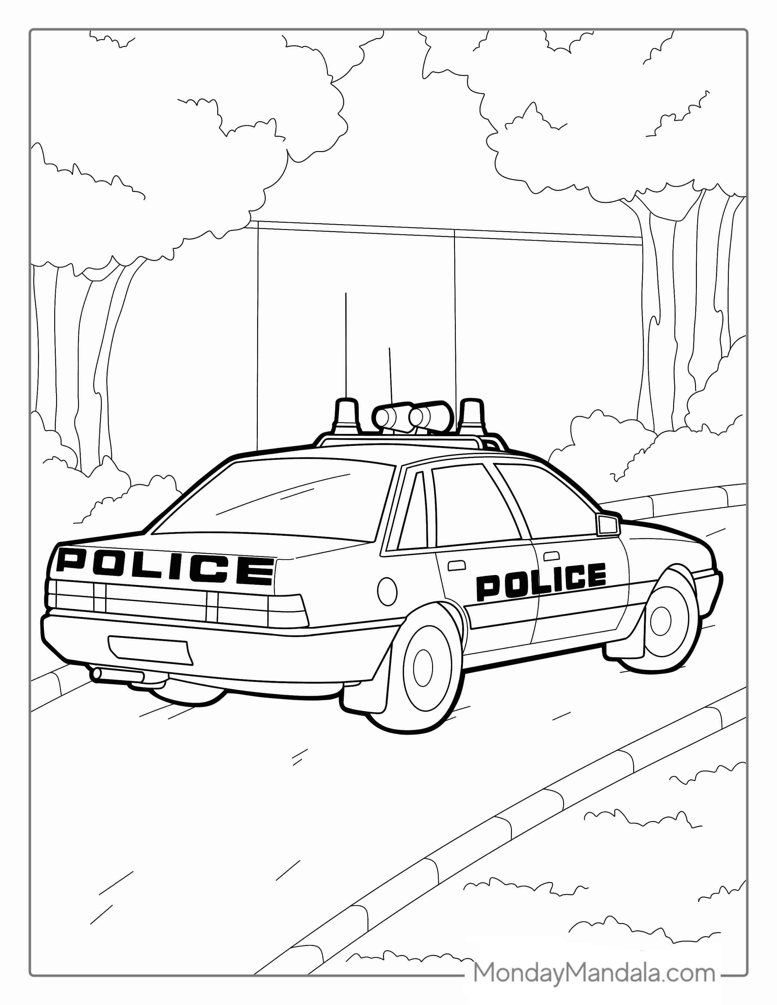 Old Police Car Coloring Sheet coloring page