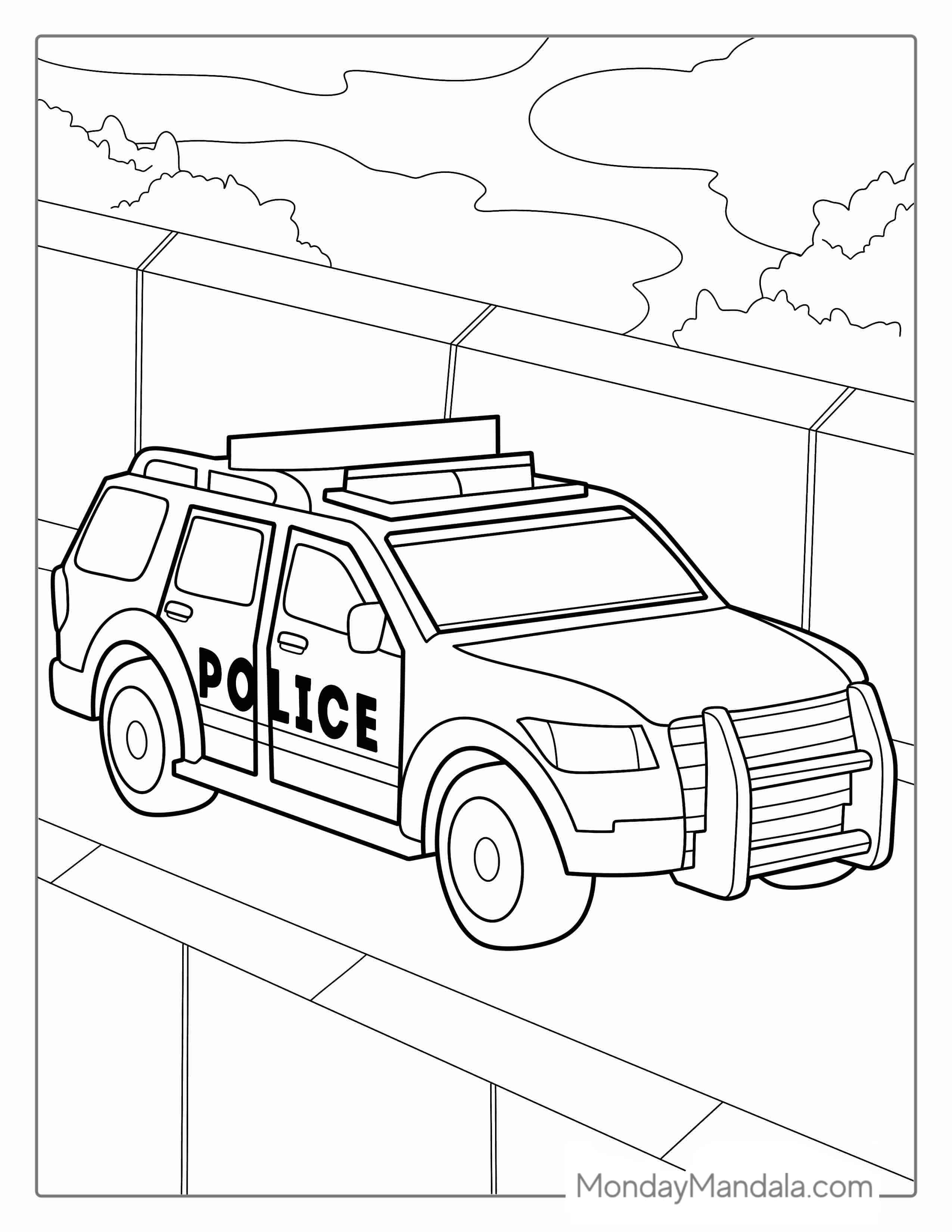Police SUV Car Coloring Picture coloring page