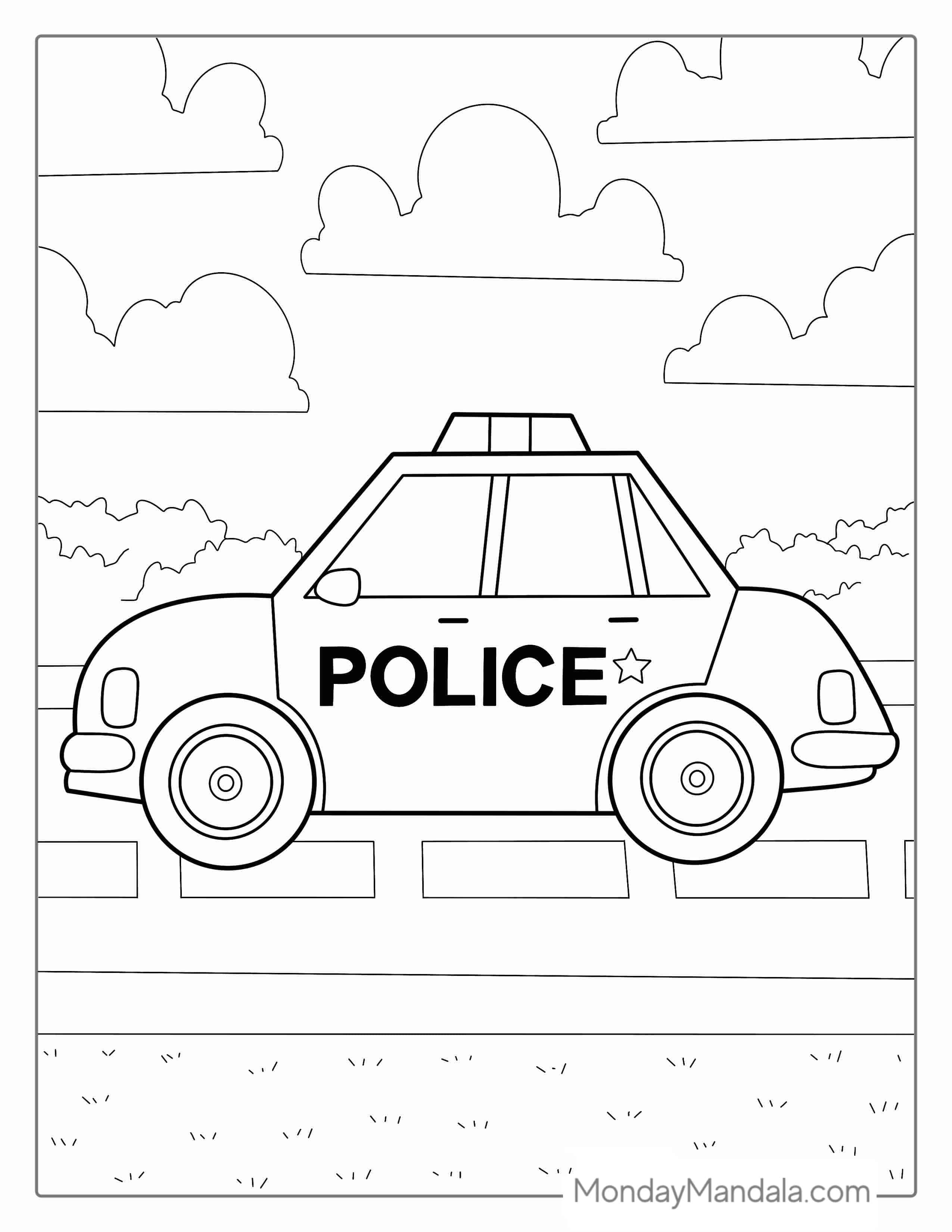 Simple Outline Of Police Car To Color coloring page