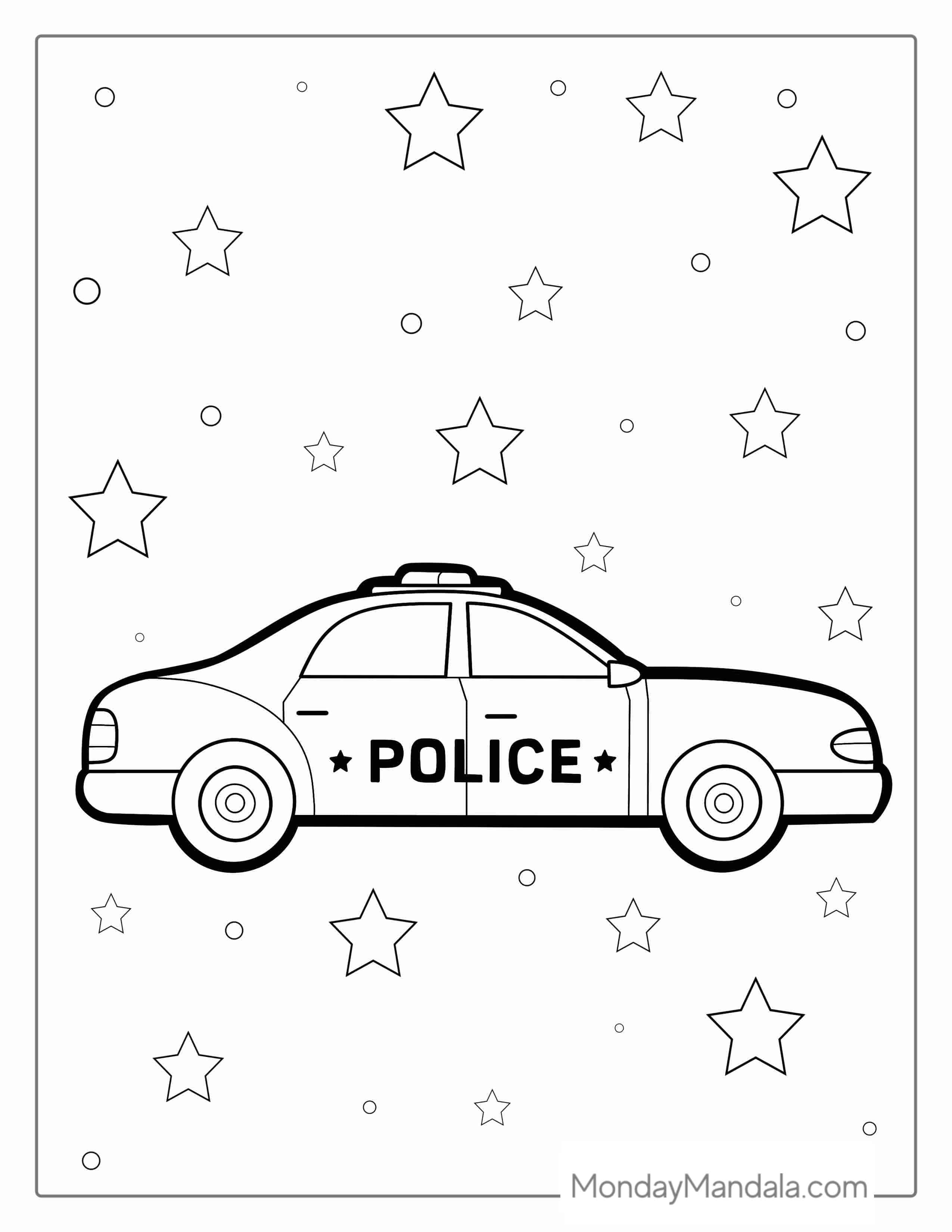 Simple Outline Of Police Car coloring page