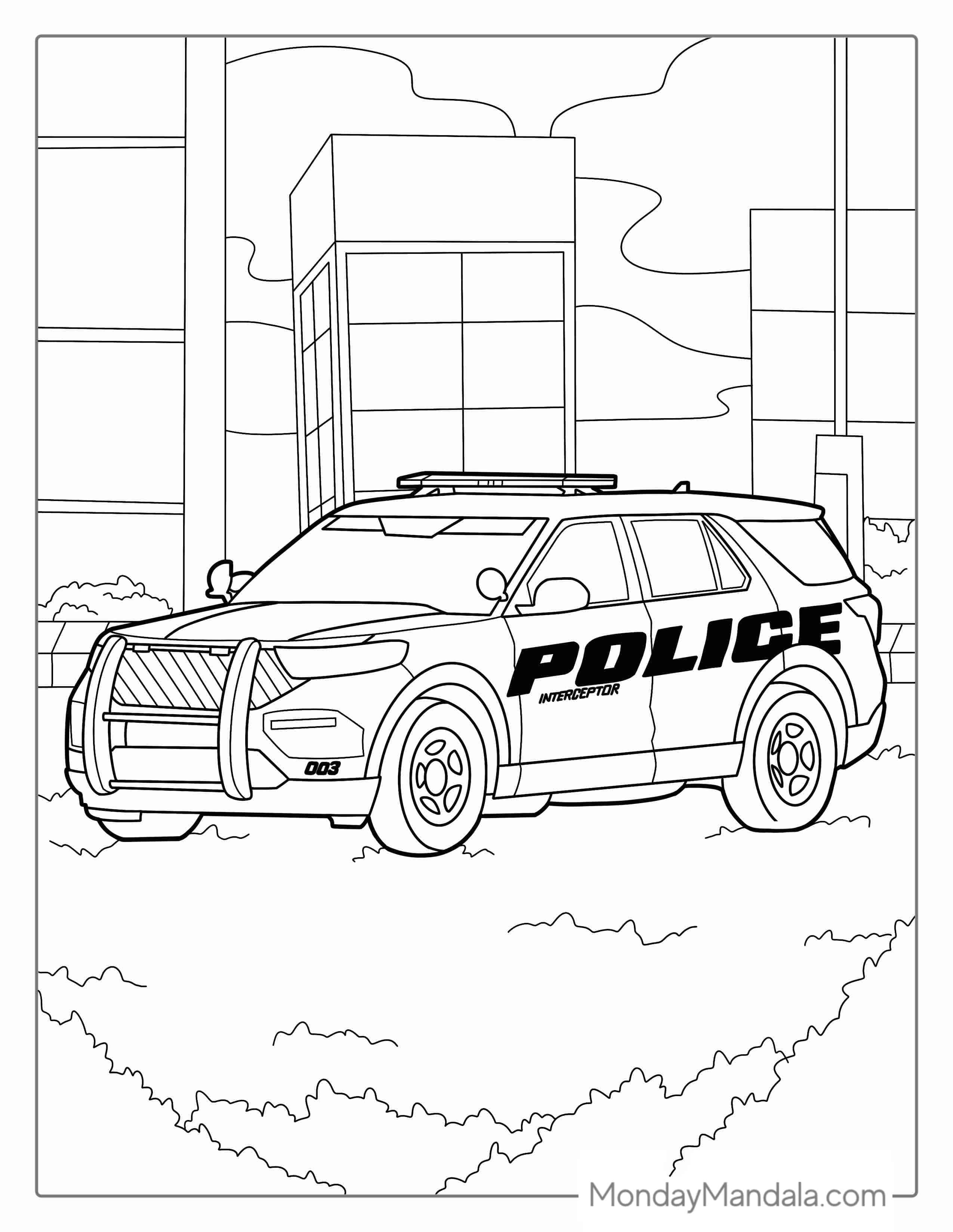 SUV Police Car Coloring Sheet coloring page