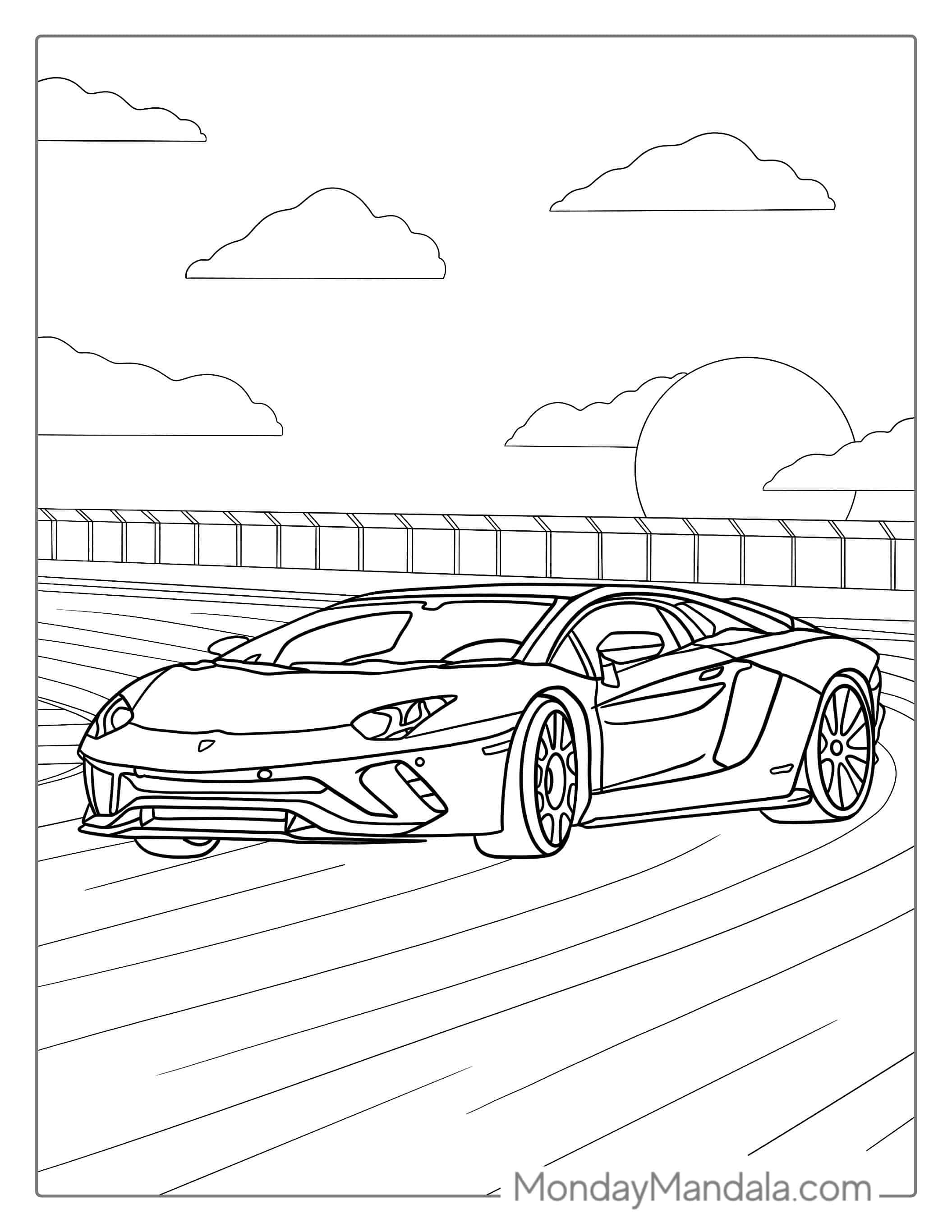 Coloring Page Of Lamborghini Race Car coloring page